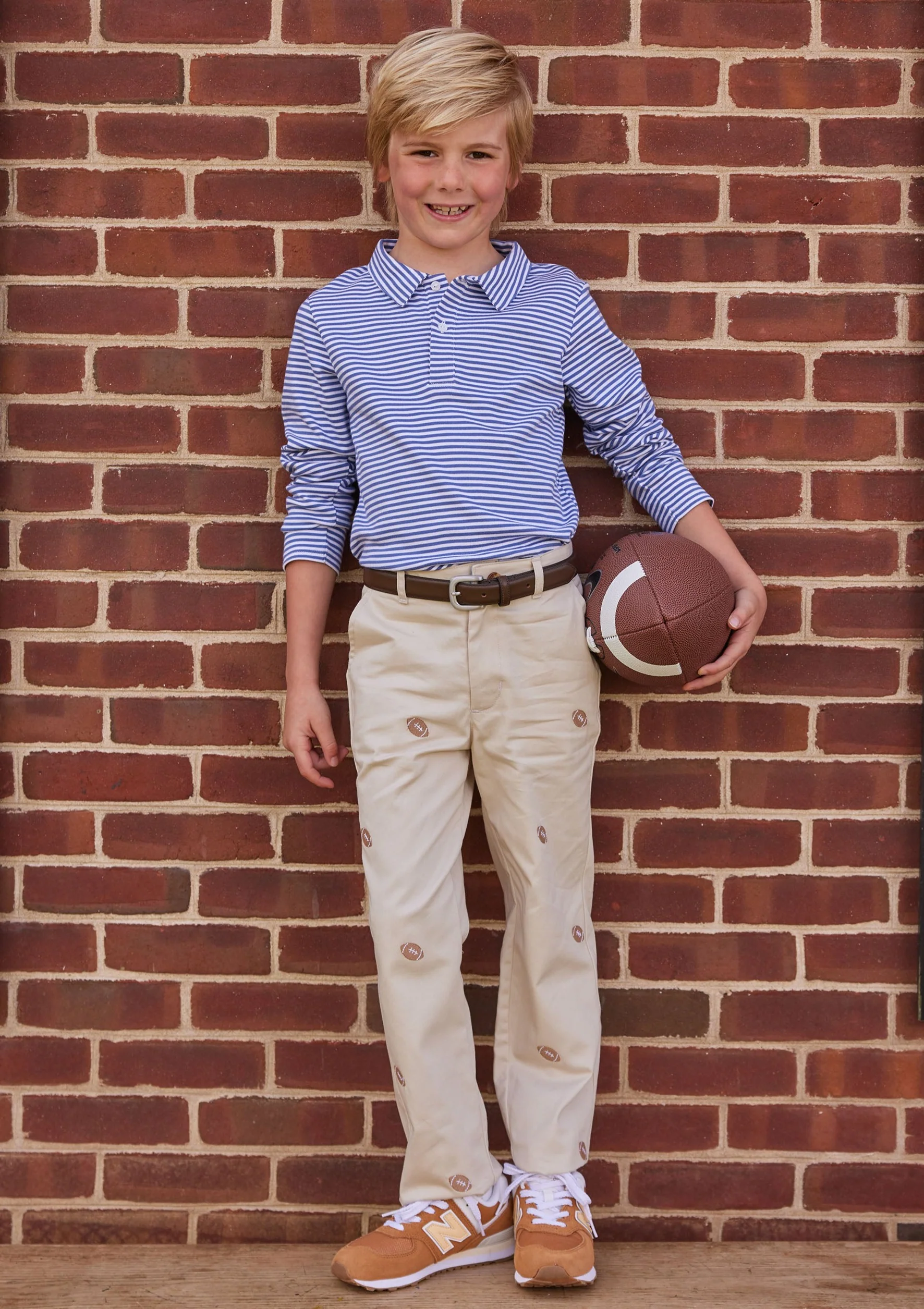 Long Sleeve Polo - Gray Blue Stripe