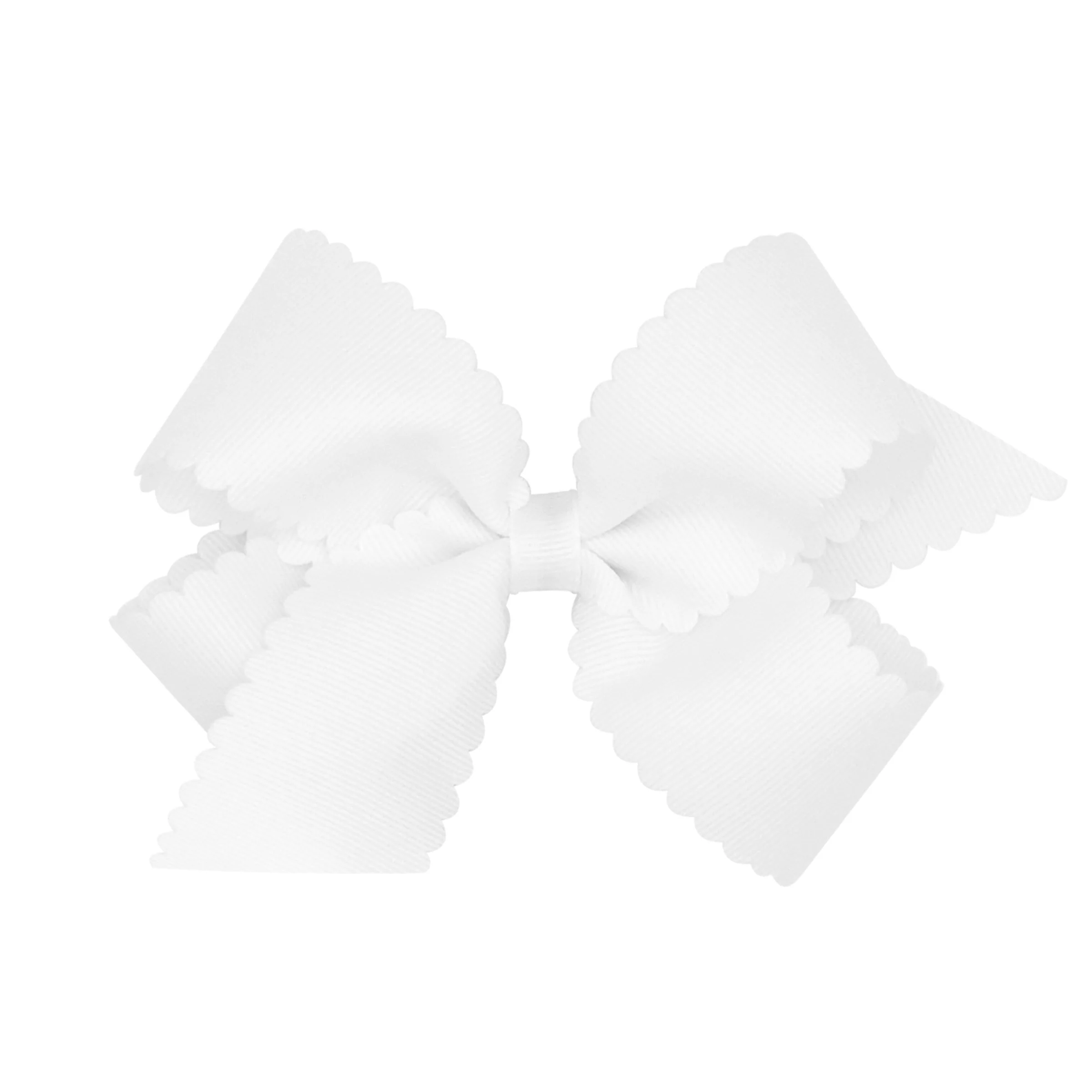 Medium Scallop Hair Bow - White