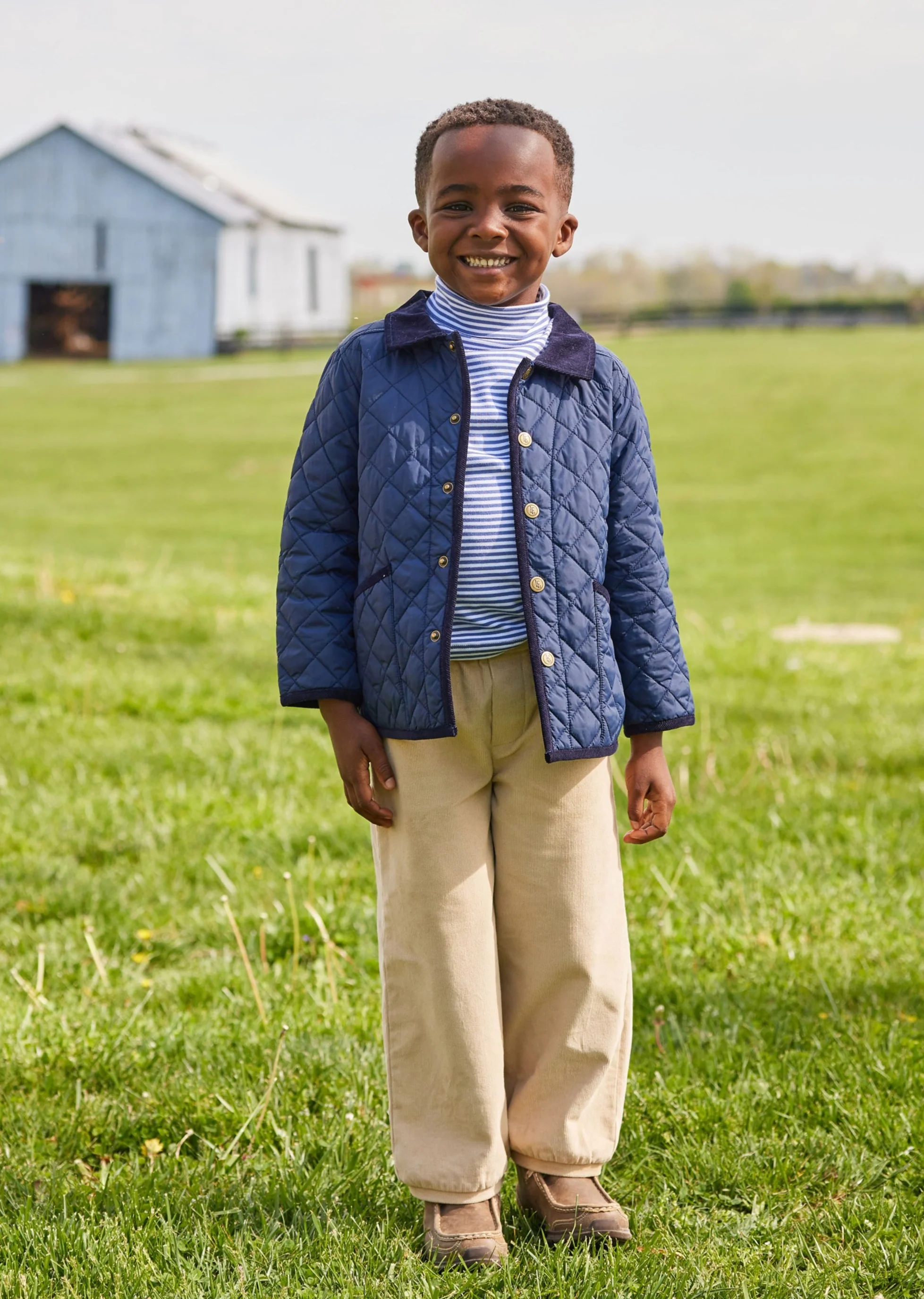 Striped Turtleneck - Gray Blue