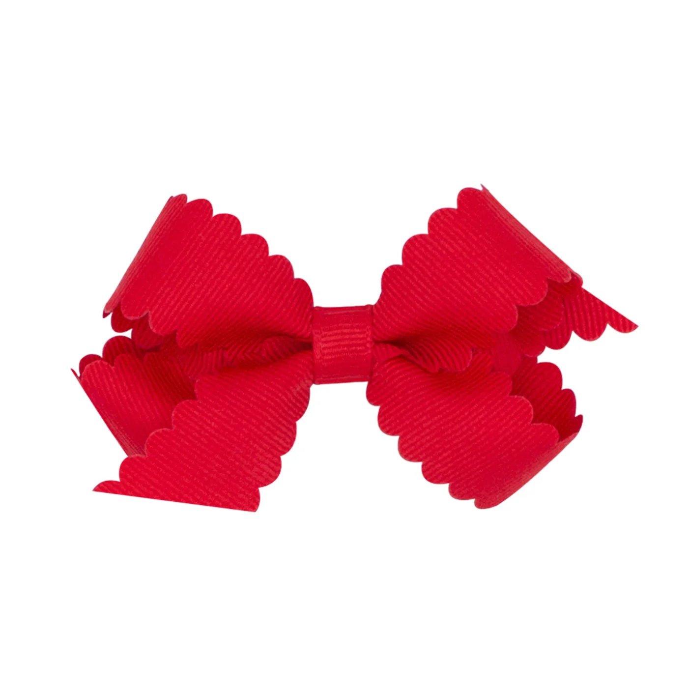 Mini Scallop Hair Bow - Red