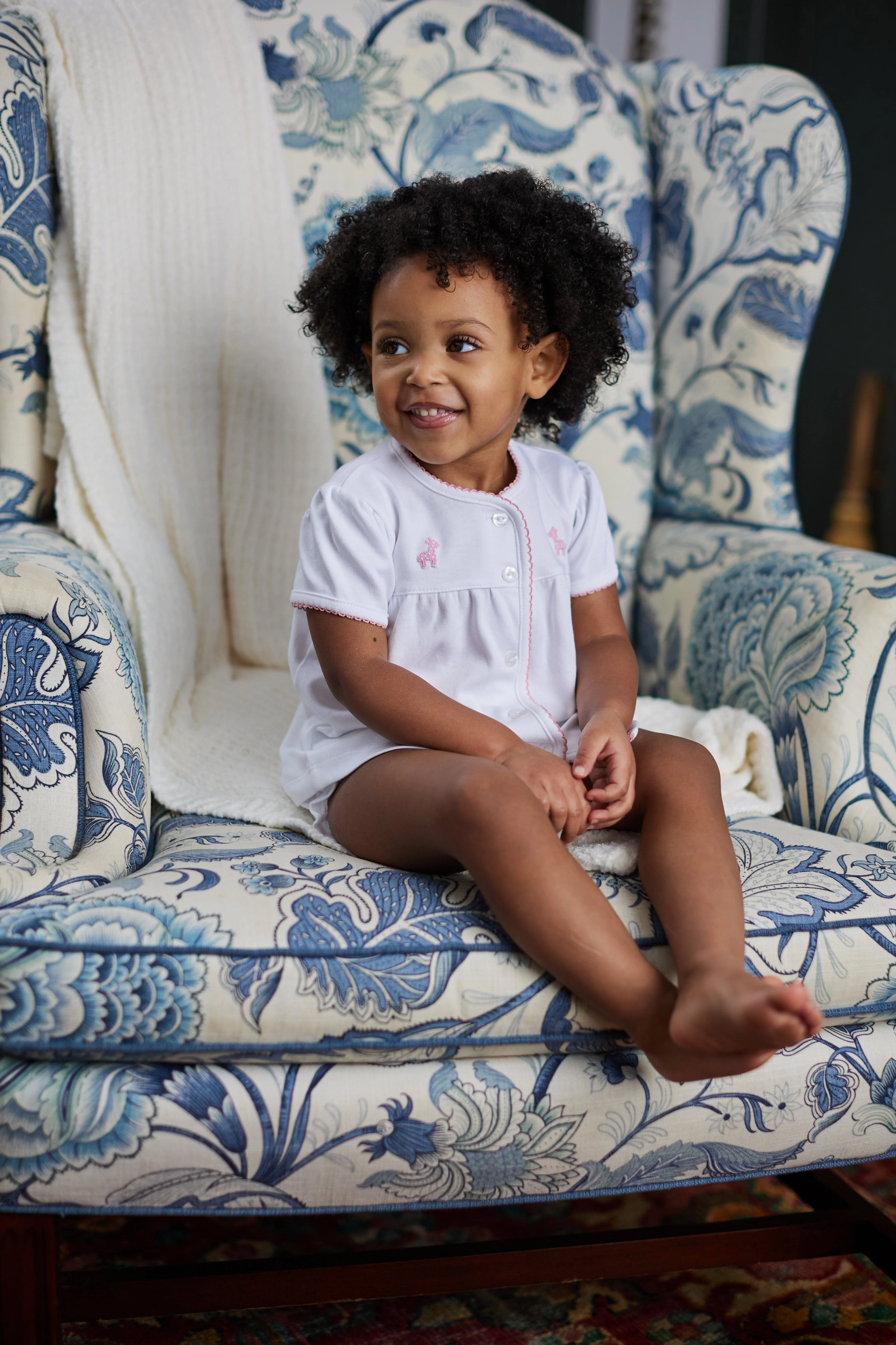 Pinpoint Layette Knit Set - Girl Giraffe