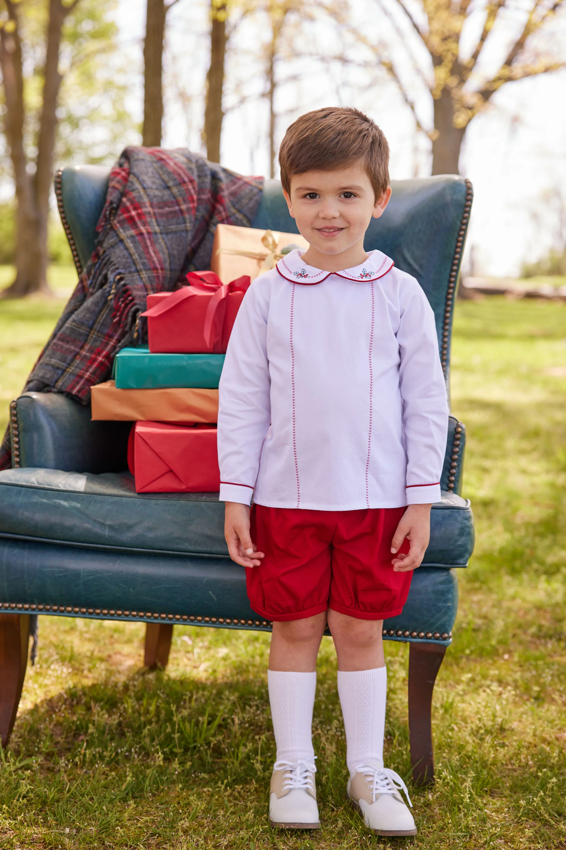 Holly Feathered Stitch Short Set