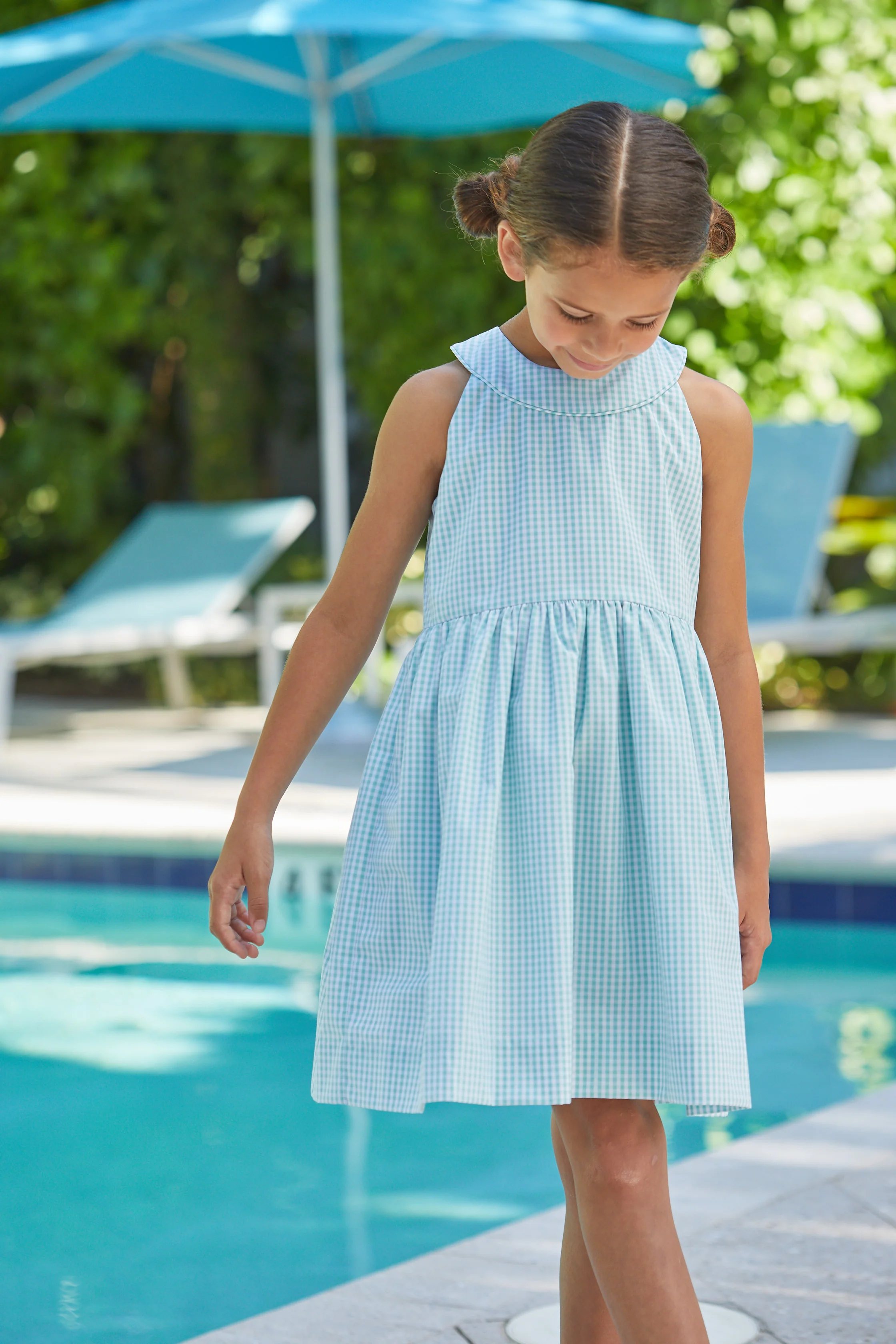 Annie Dress - Aqua Gingham