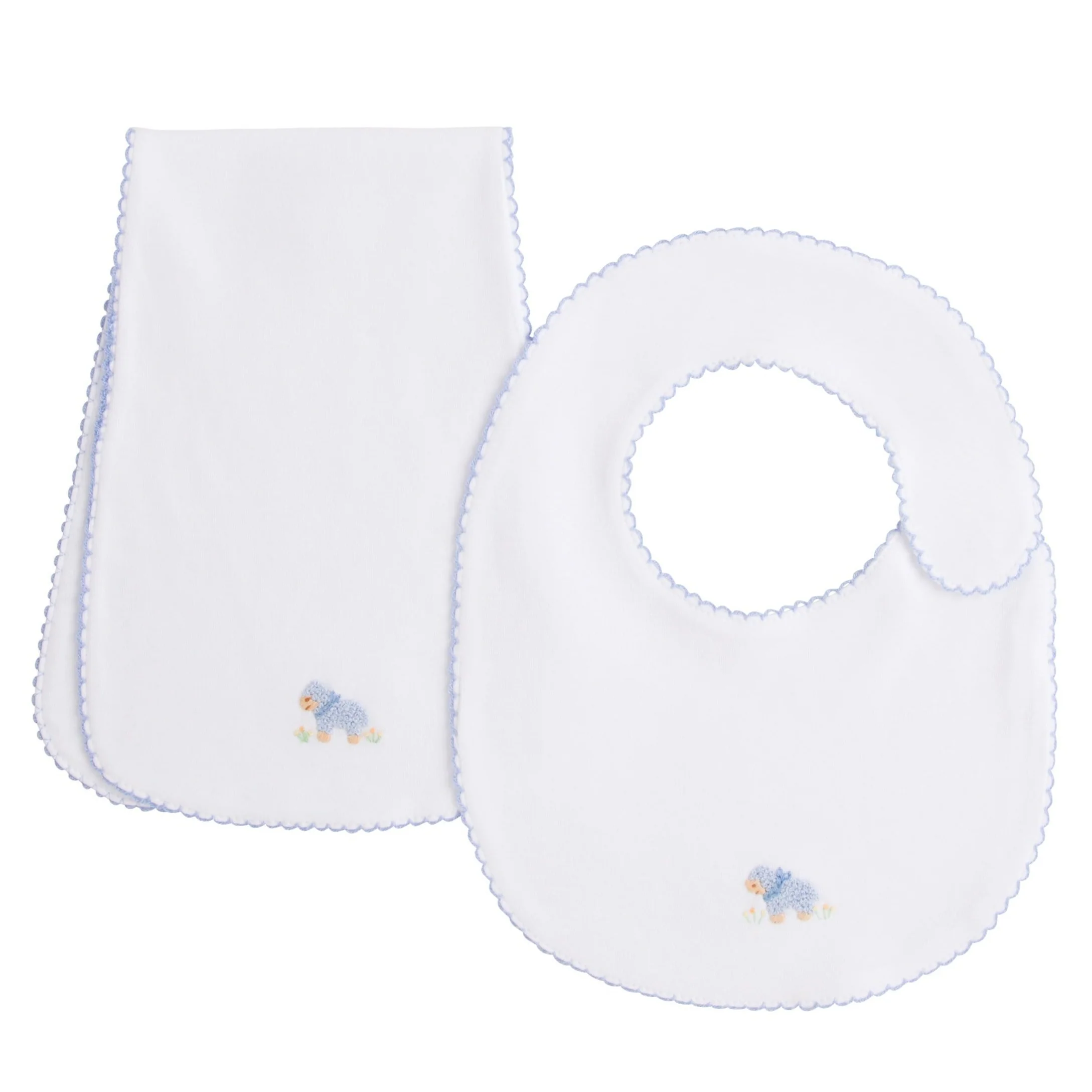 Pinpoint Bib N' Burp Set - Boy Sheep