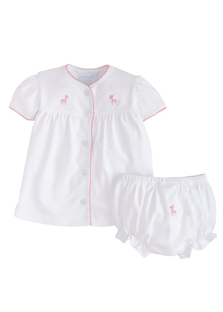 Pinpoint Layette Knit Set - Girl Giraffe