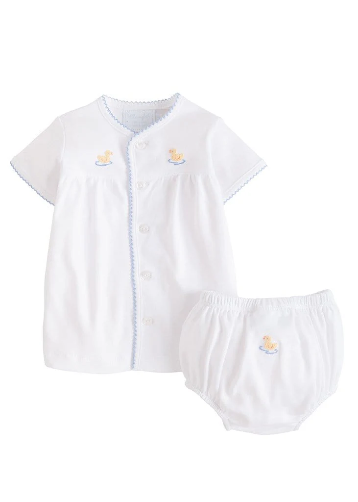 Pinpoint Layette Knit Set - Duck