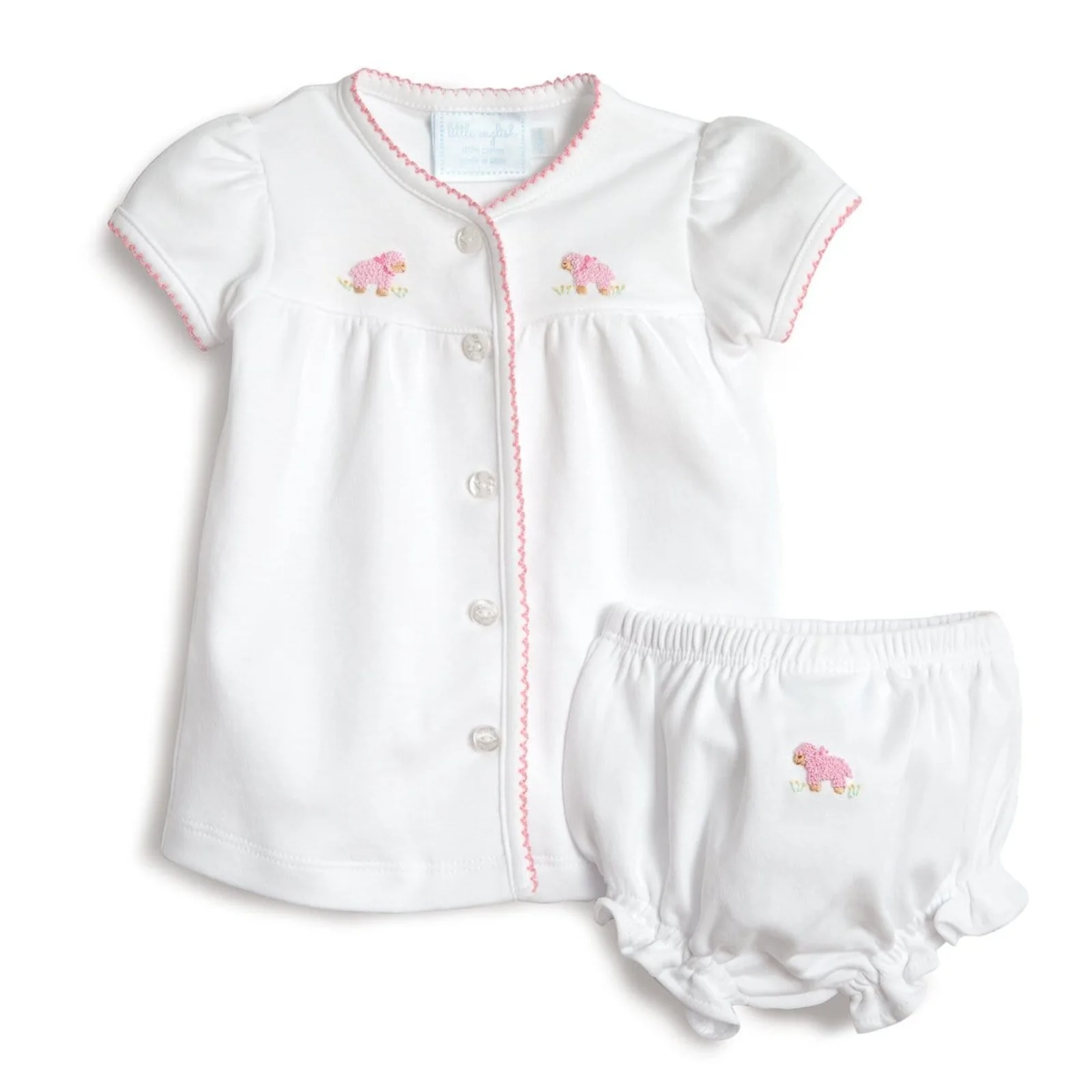 Pinpoint Layette Knit Set - Girl Sheep