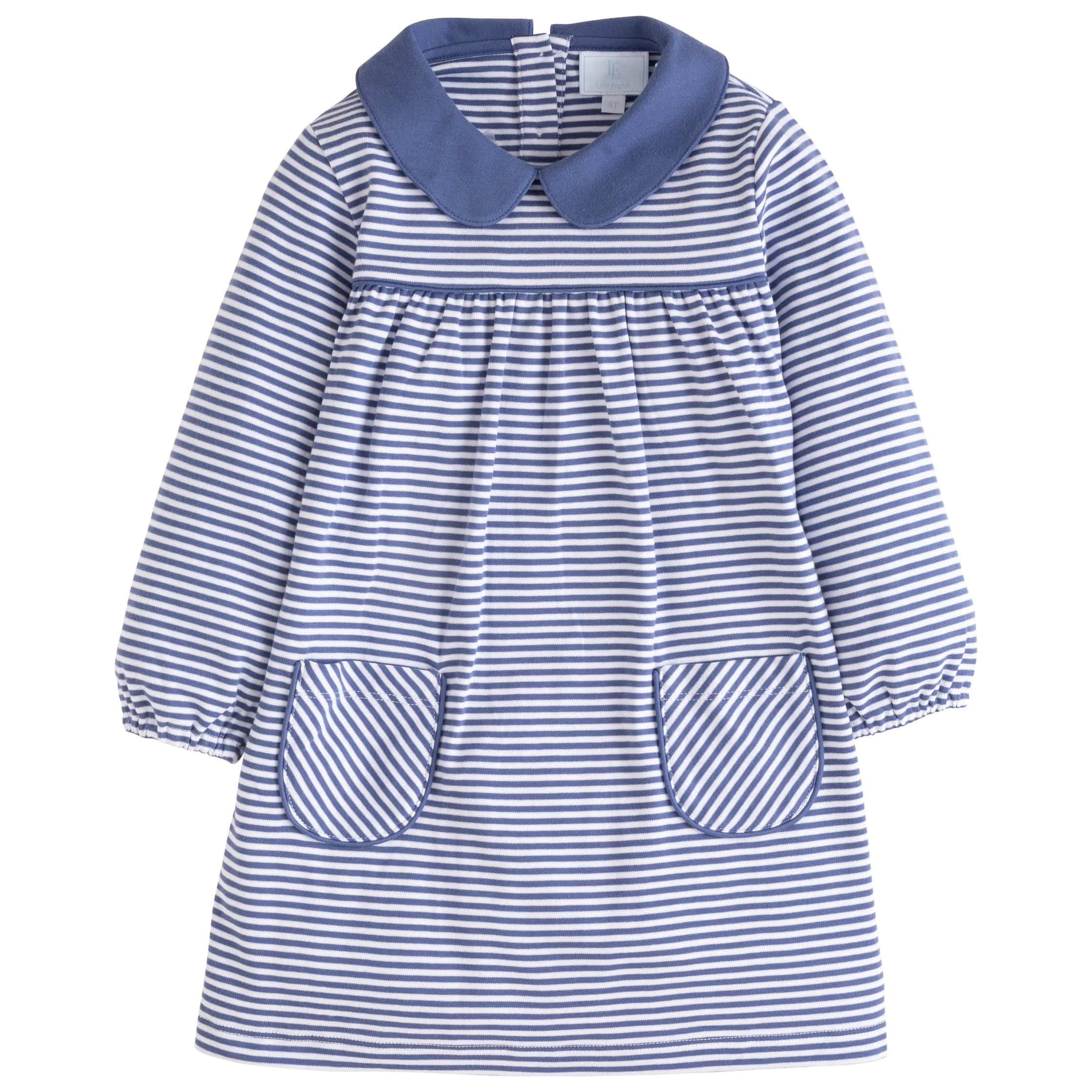 Evelyn Dress - Gray Blue Stripe