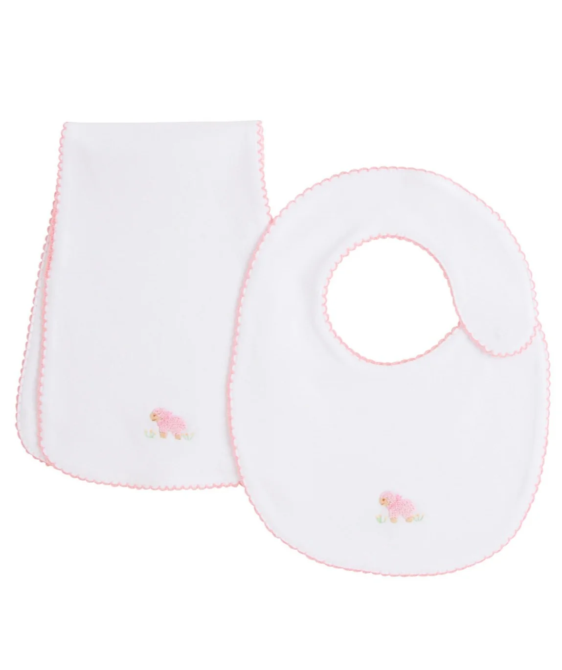 Pinpoint Bib N' Burp Set - Girl Sheep