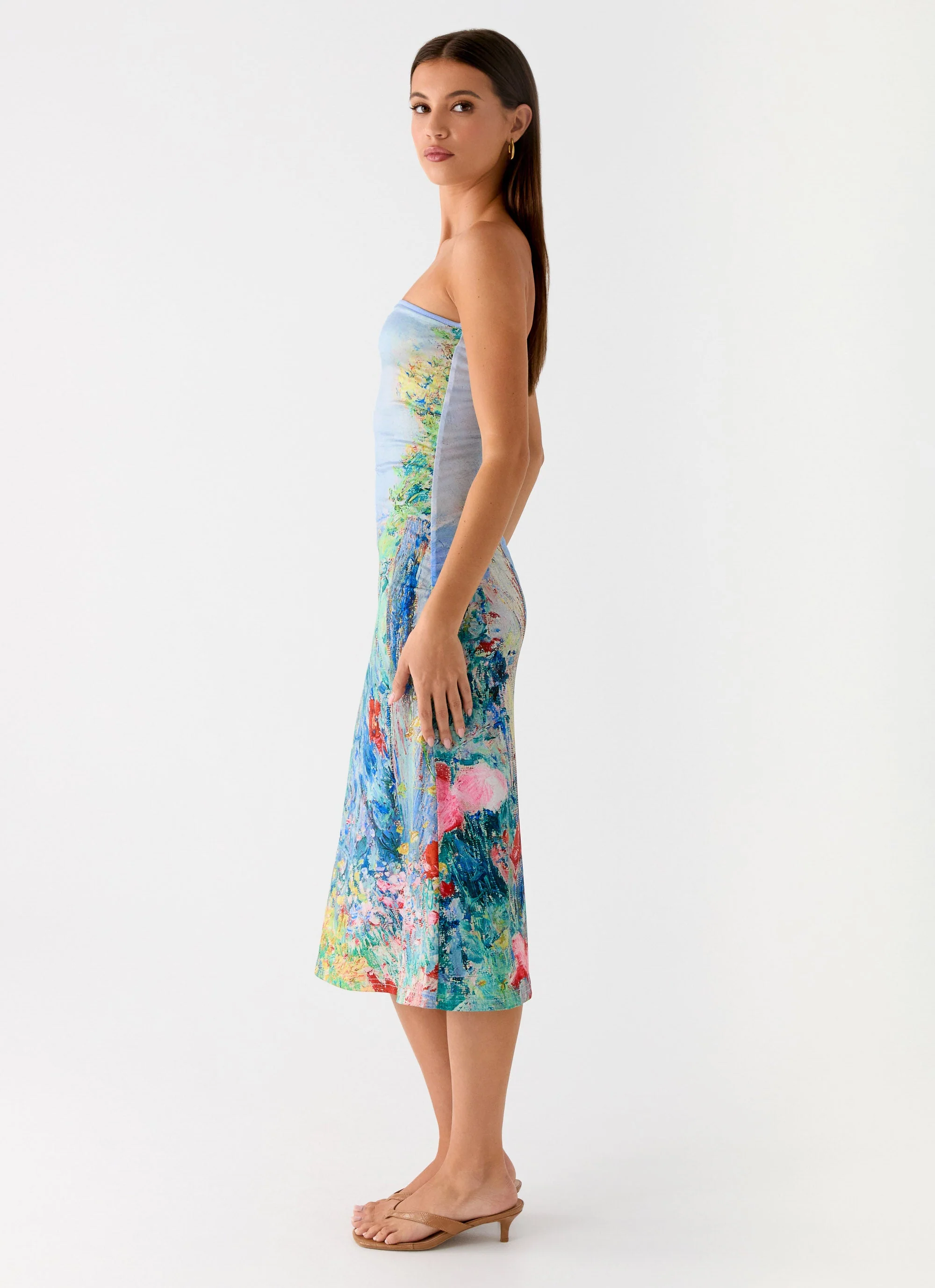 Niko Strapless Midi Dress - Spring Garden