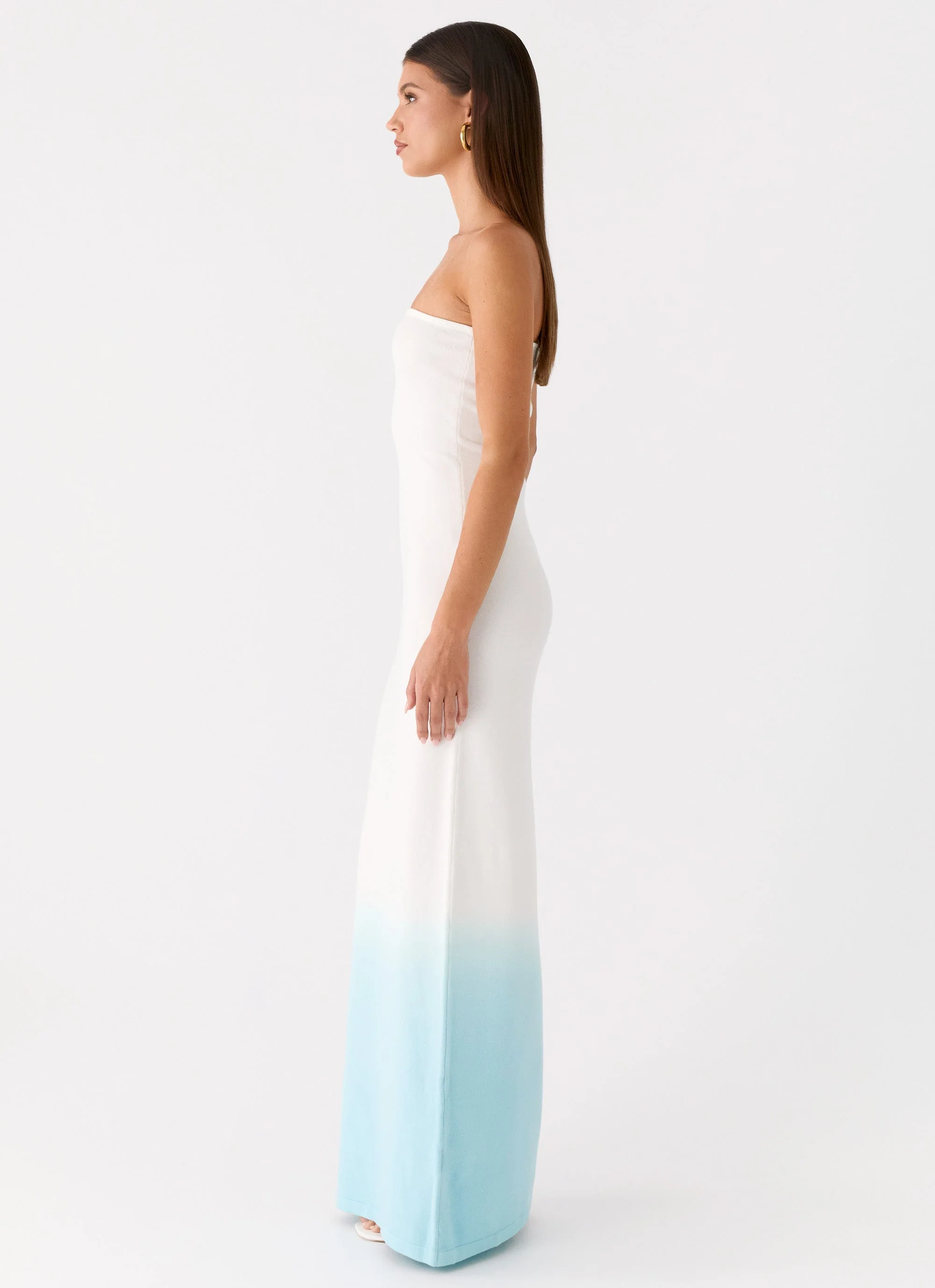 Soft Spoken Knit Maxi Dress - Blue Ombre