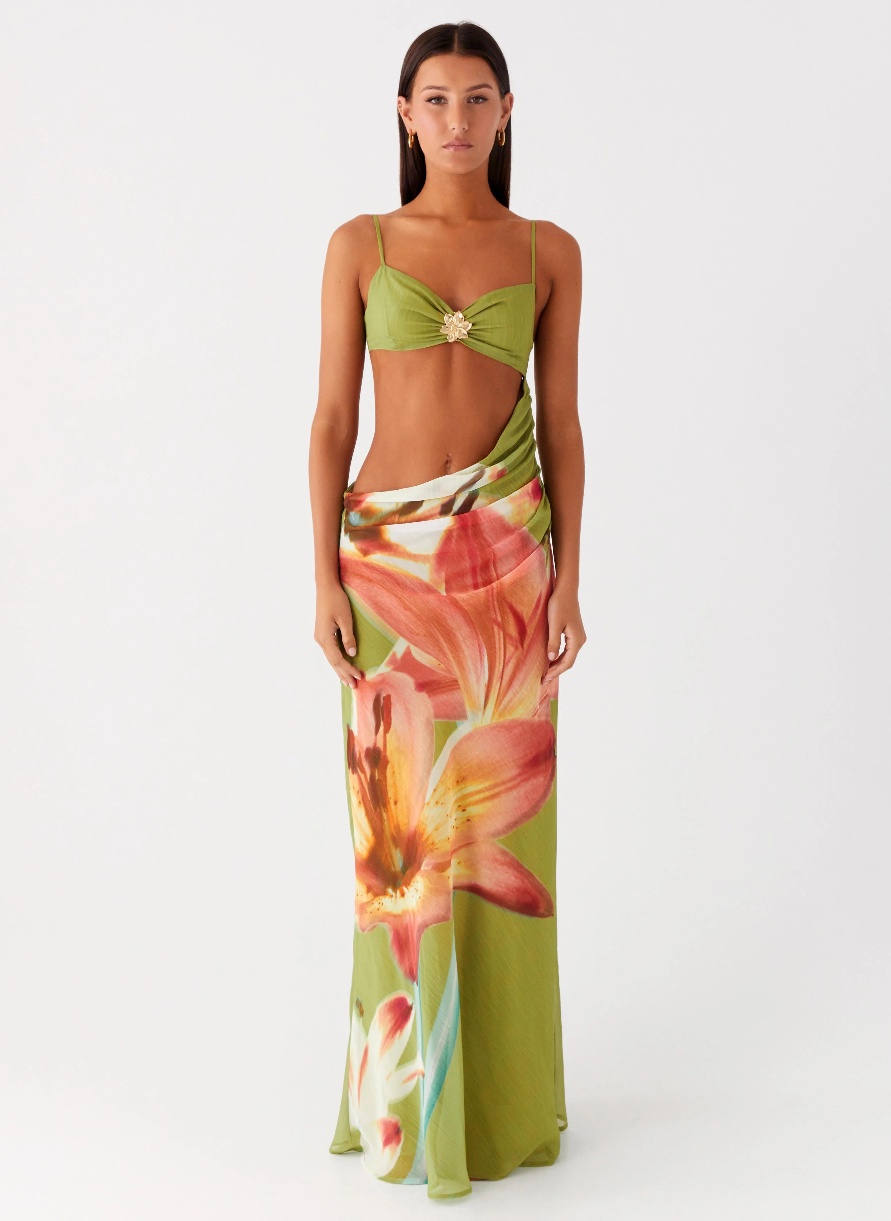 Tropic Rush Cut Out Maxi Dress - Jungle Floral