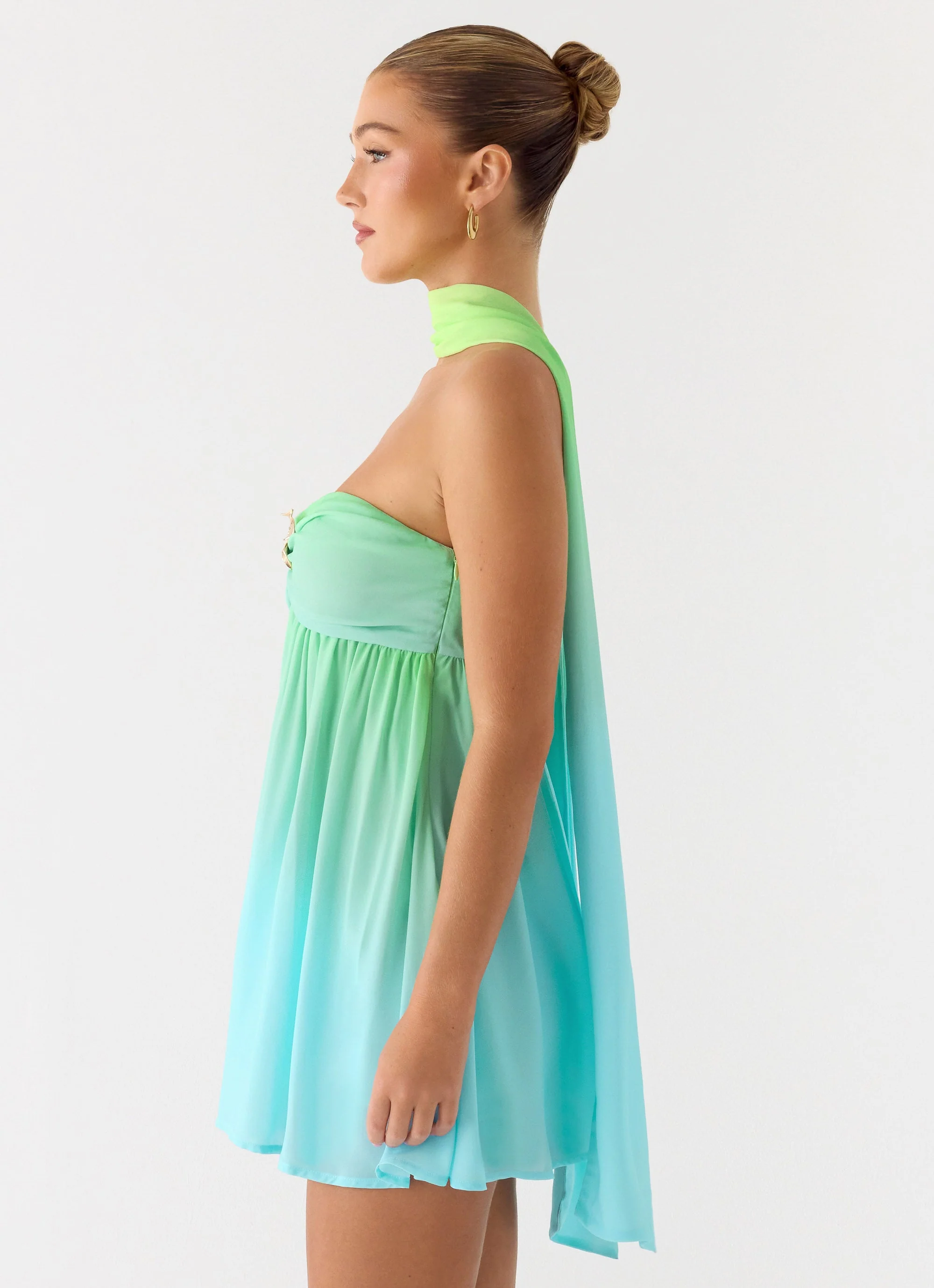 Calantha Scarf Mini Dress - Sea Ombre