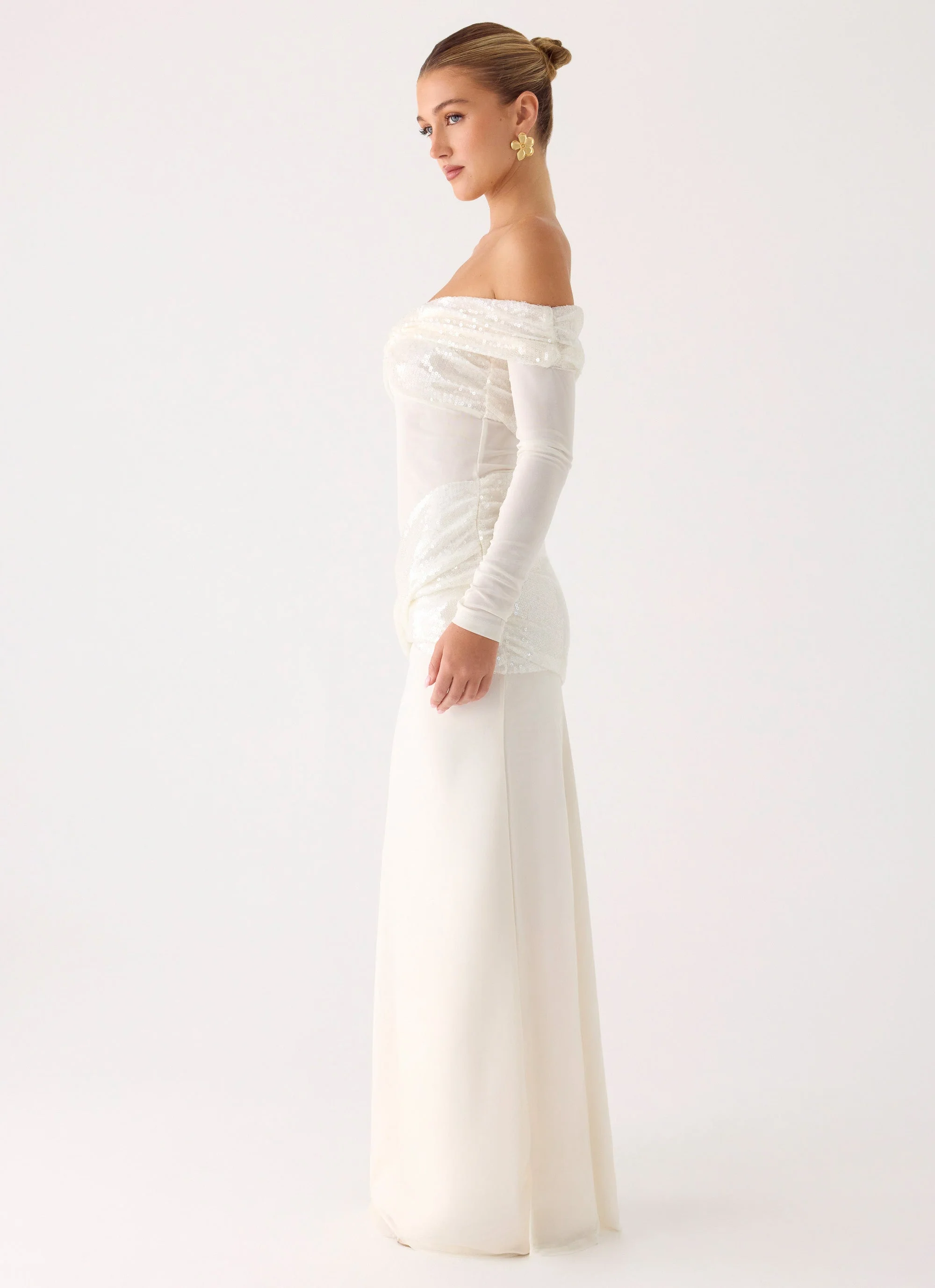 Over To You Sequin Maxi Dress - White