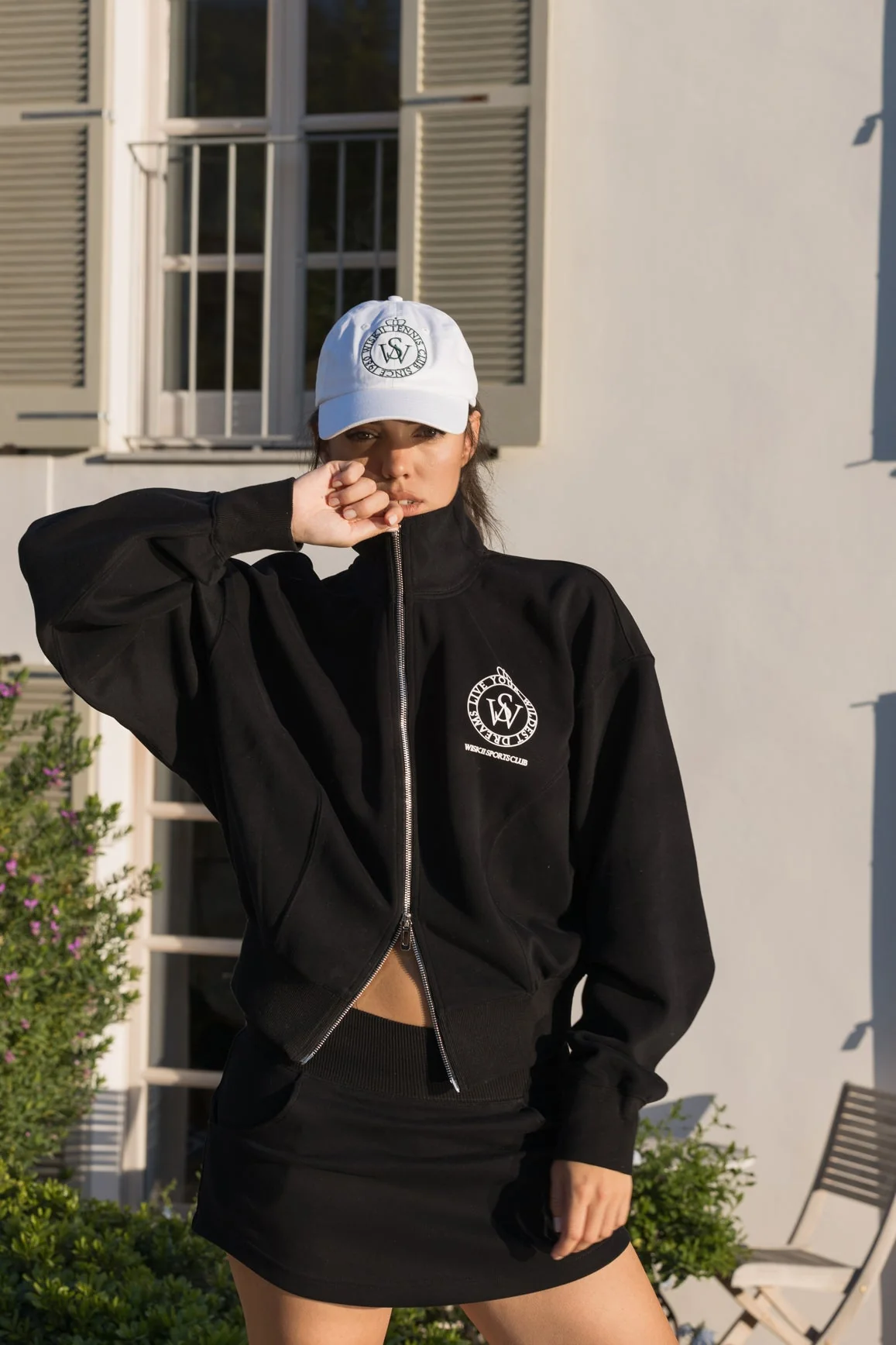 WISKII Two-Way Zipper Jacket + Stylish Ease Mini Sweat Skirt