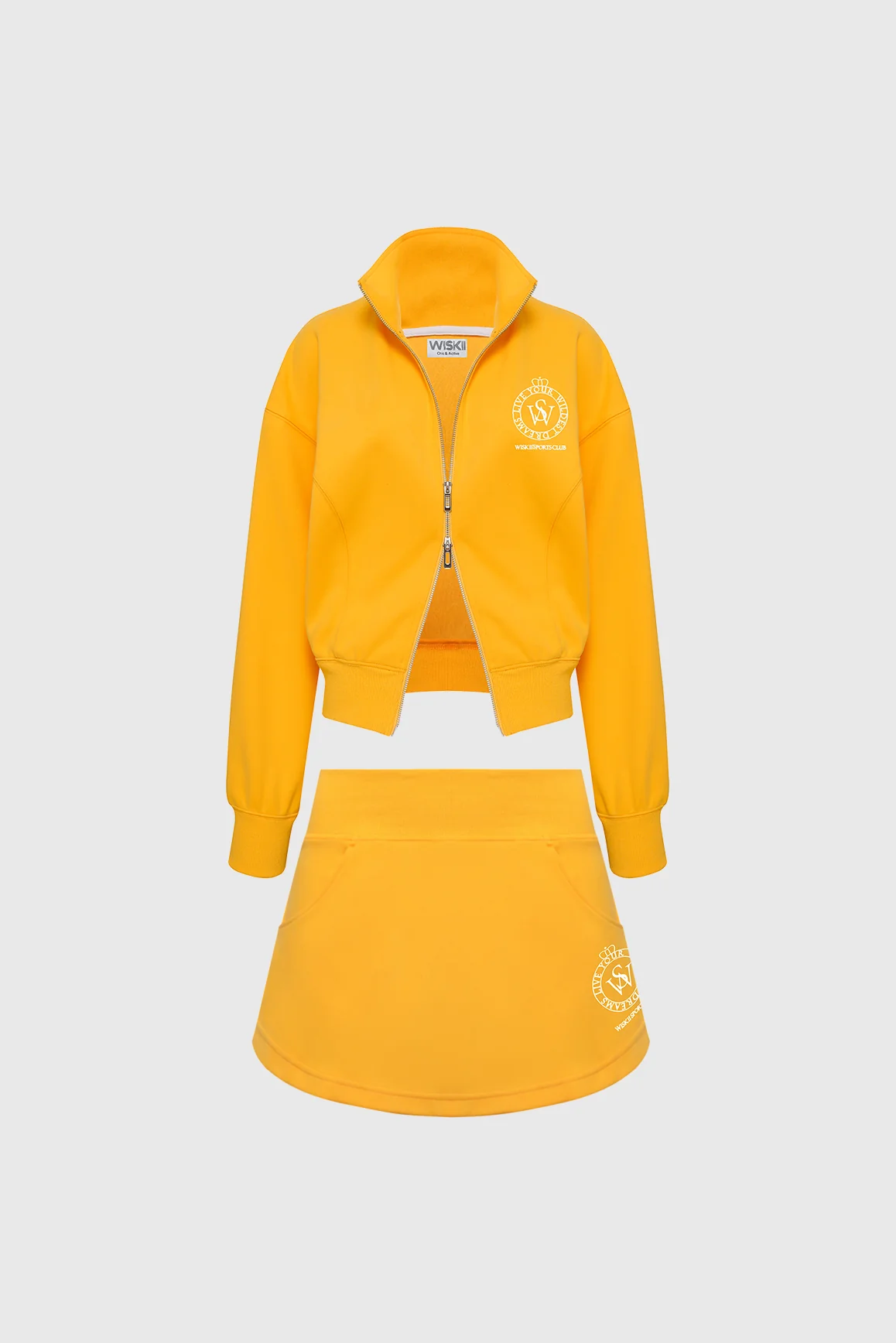 WISKII Two-Way Zipper Jacket + Stylish Ease Mini Sweat Skirt