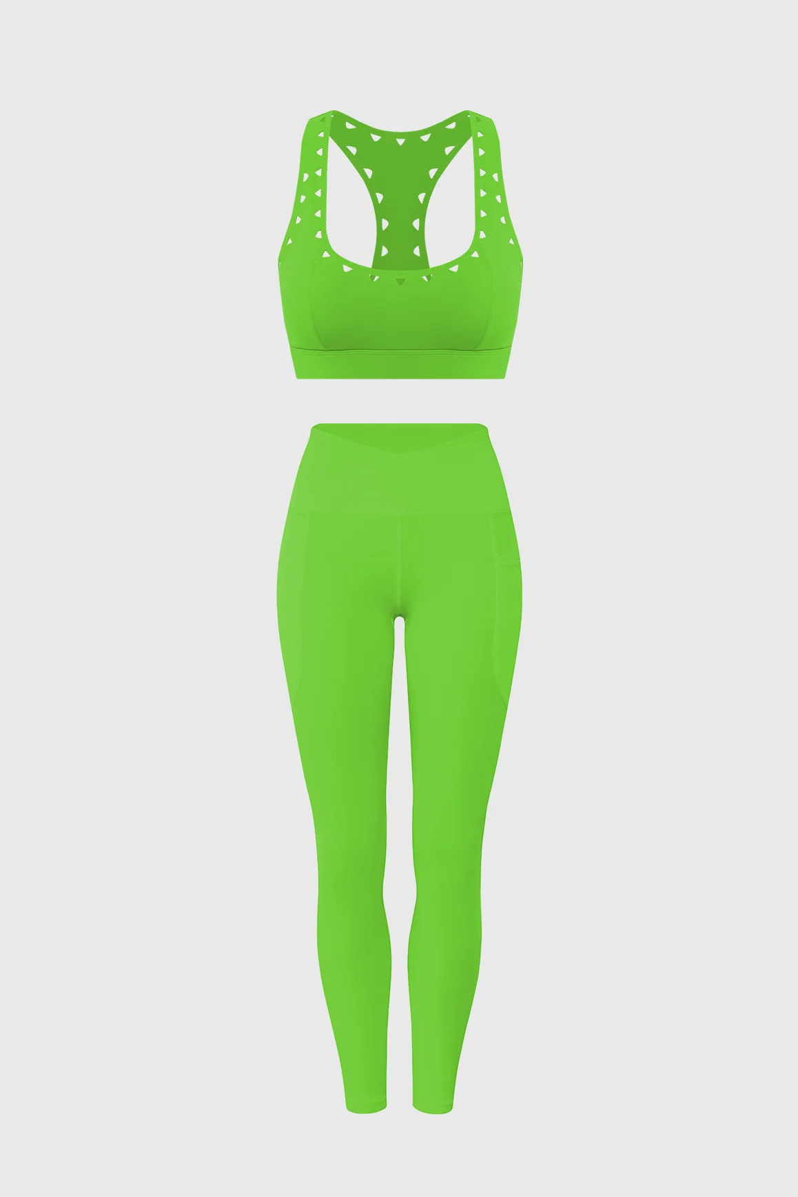 Racerback Laser Cut Sports Bra + V-Waist Utility Legging