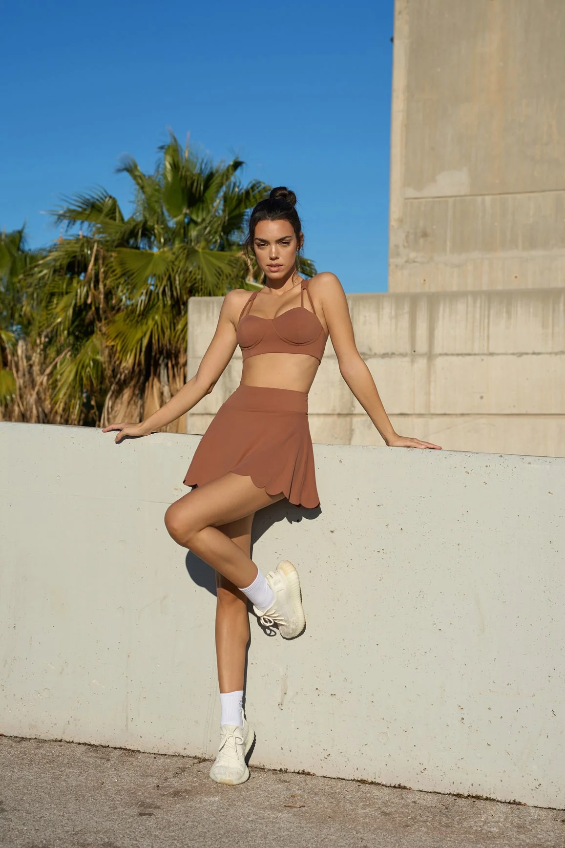 WISKII Strappy Bra + High-Waist A-line Tennis Skirt