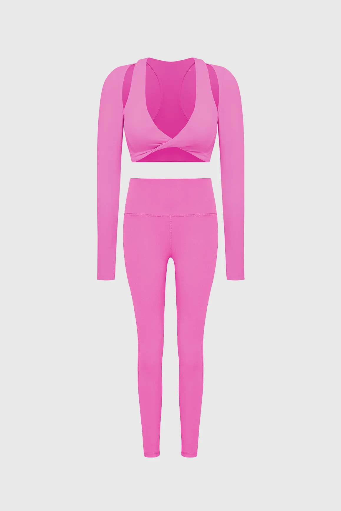 Twist-Front Shoulder Cut Crop Top + High-waist Training Legging