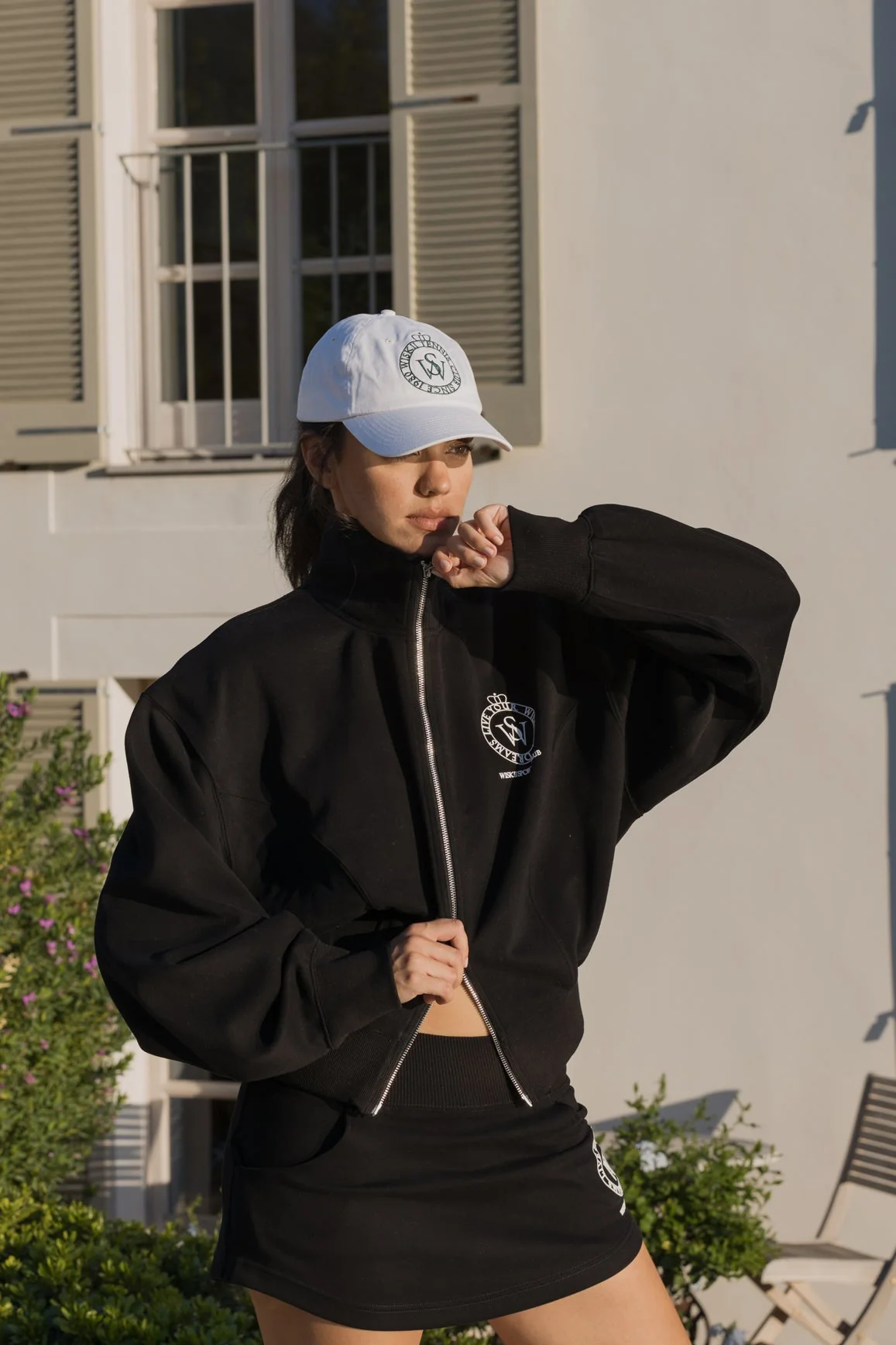 WISKII Two-Way Zipper Jacket + Stylish Ease Mini Sweat Skirt