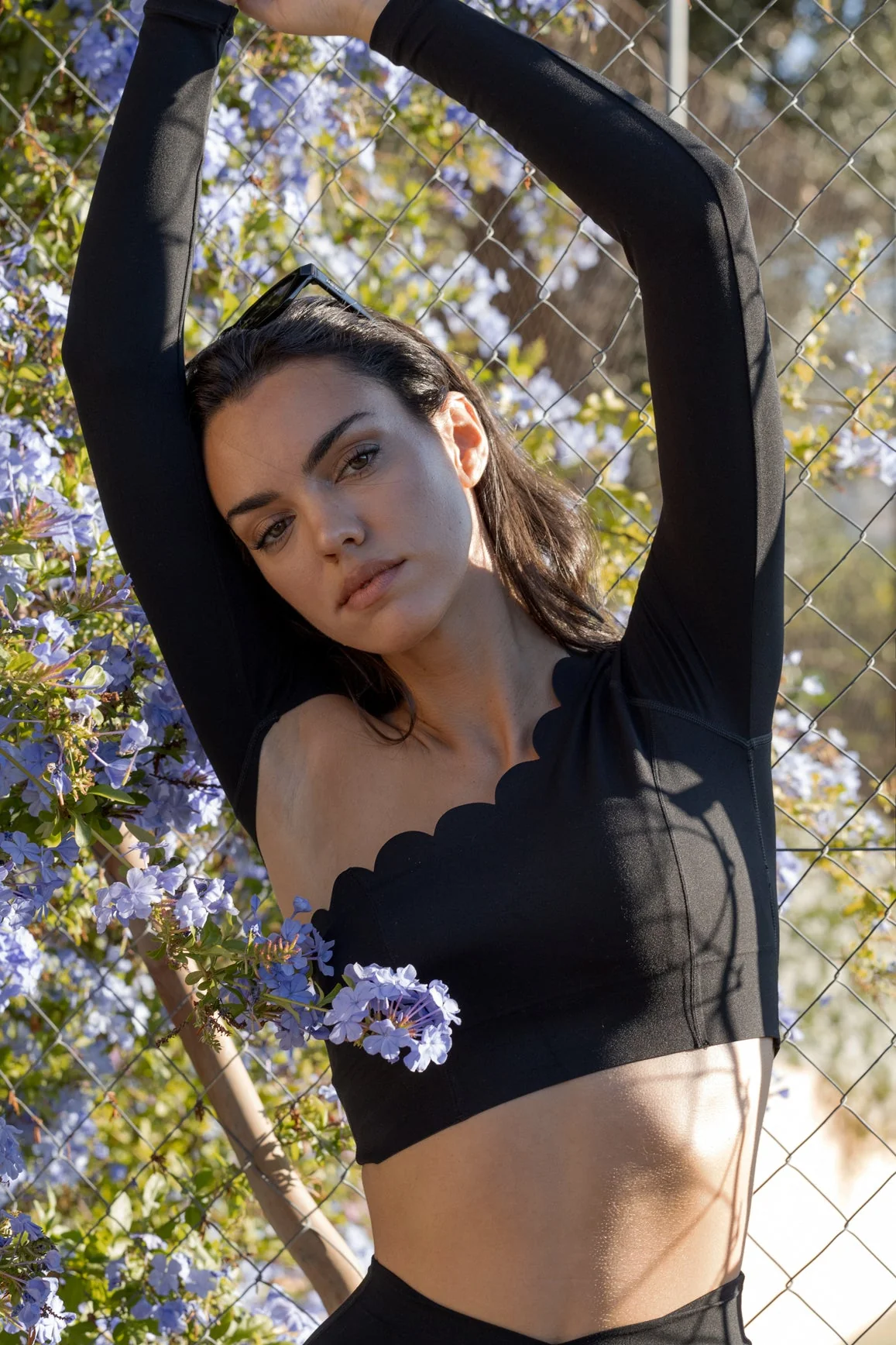 Asymmetrical Long Sleeve Crop Top + V-waist Yoga Legging