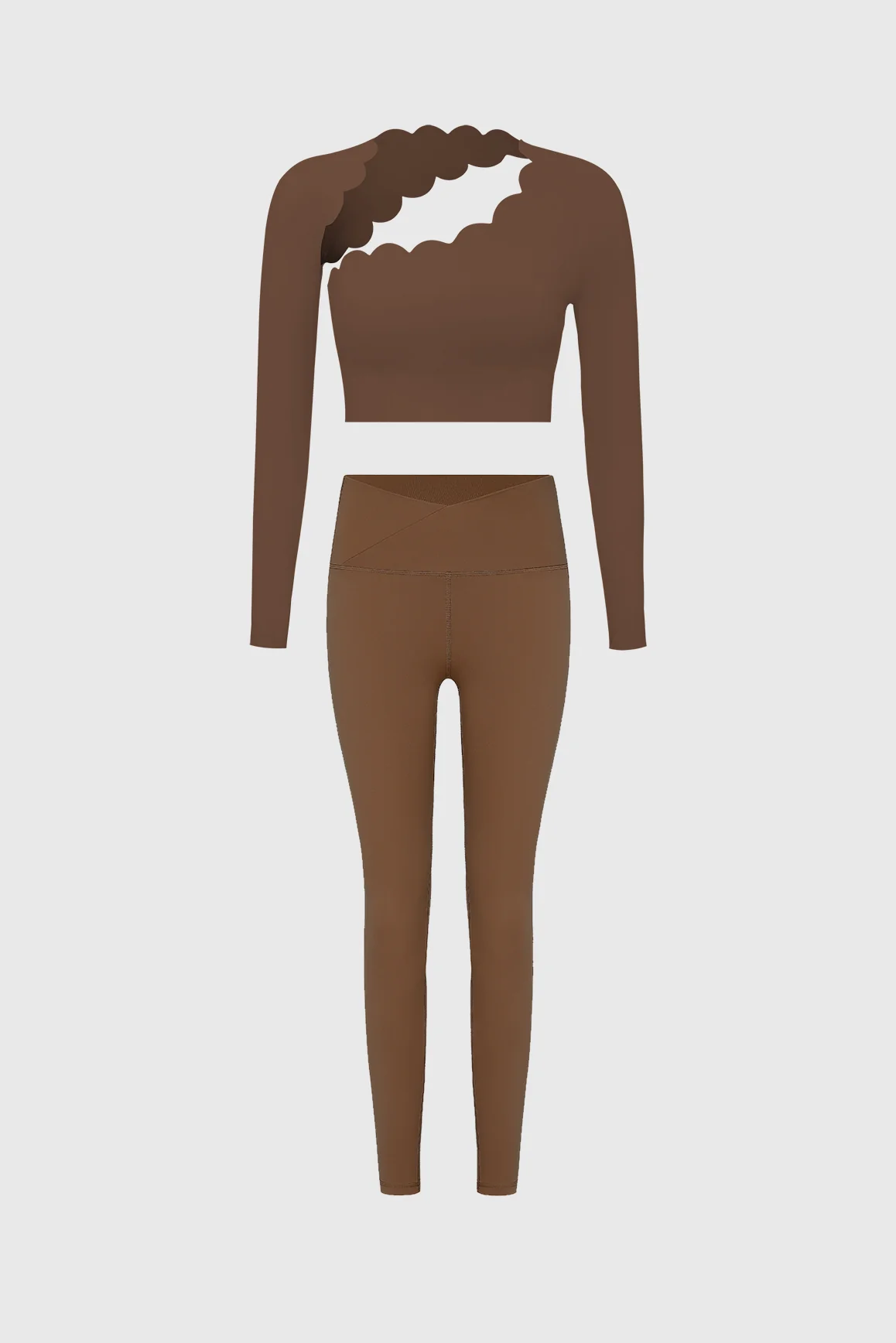 Asymmetrical Long Sleeve Crop Top + V-waist Yoga Legging