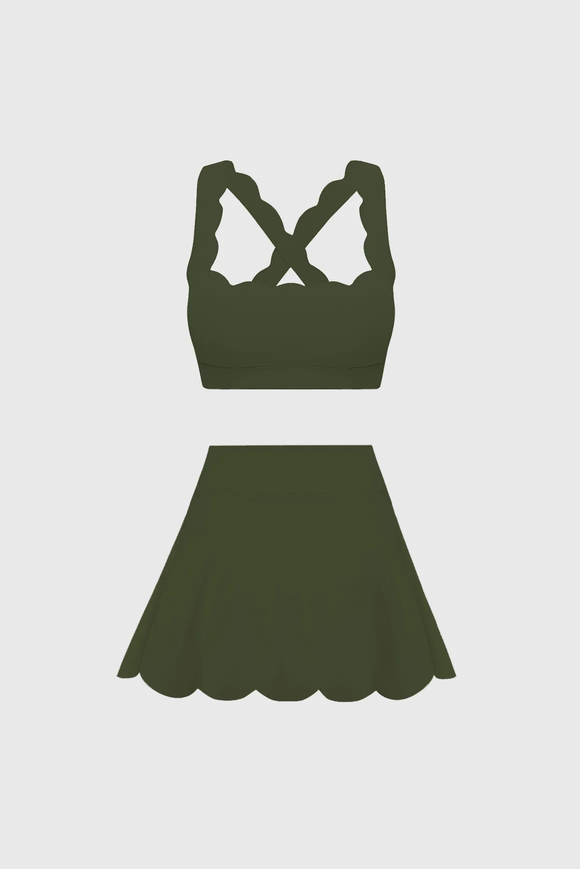 Cross Back Sports Bra + High-Waist A-line Tennis Skirt