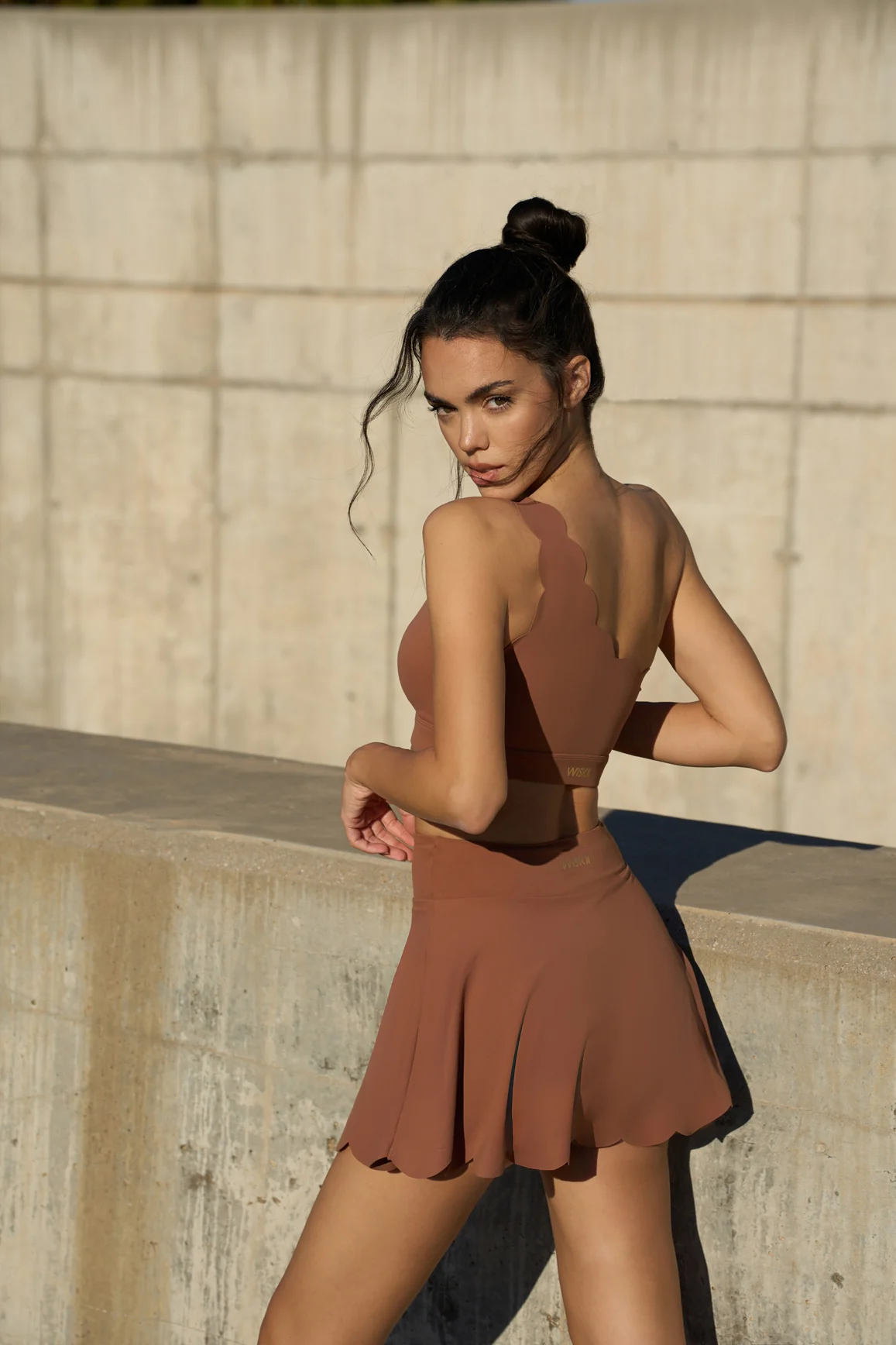 Dynamic One Shoulder Sports Bra + High-Waist A-line Tennis Skirt
