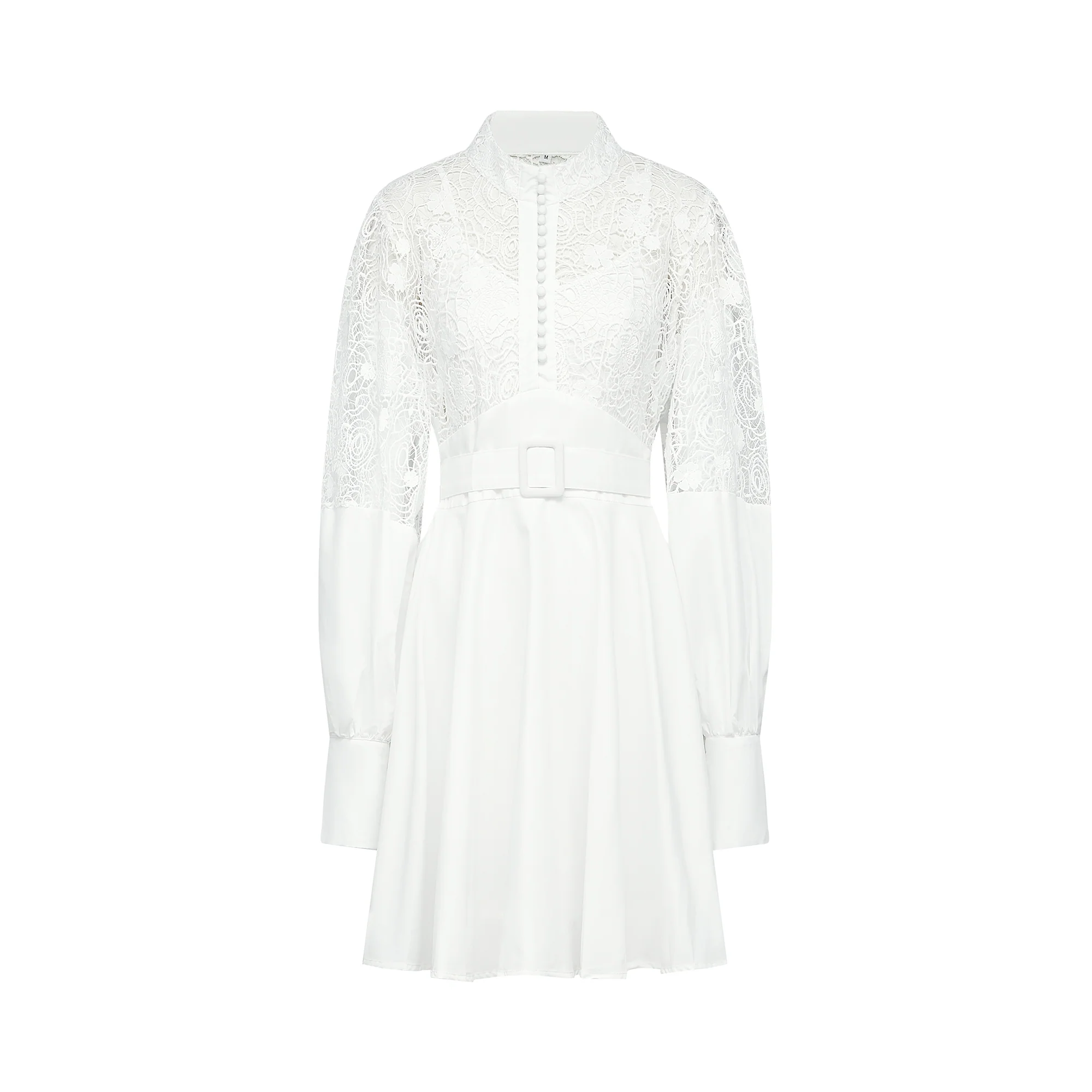 Ela guipure-lace belted mini dress