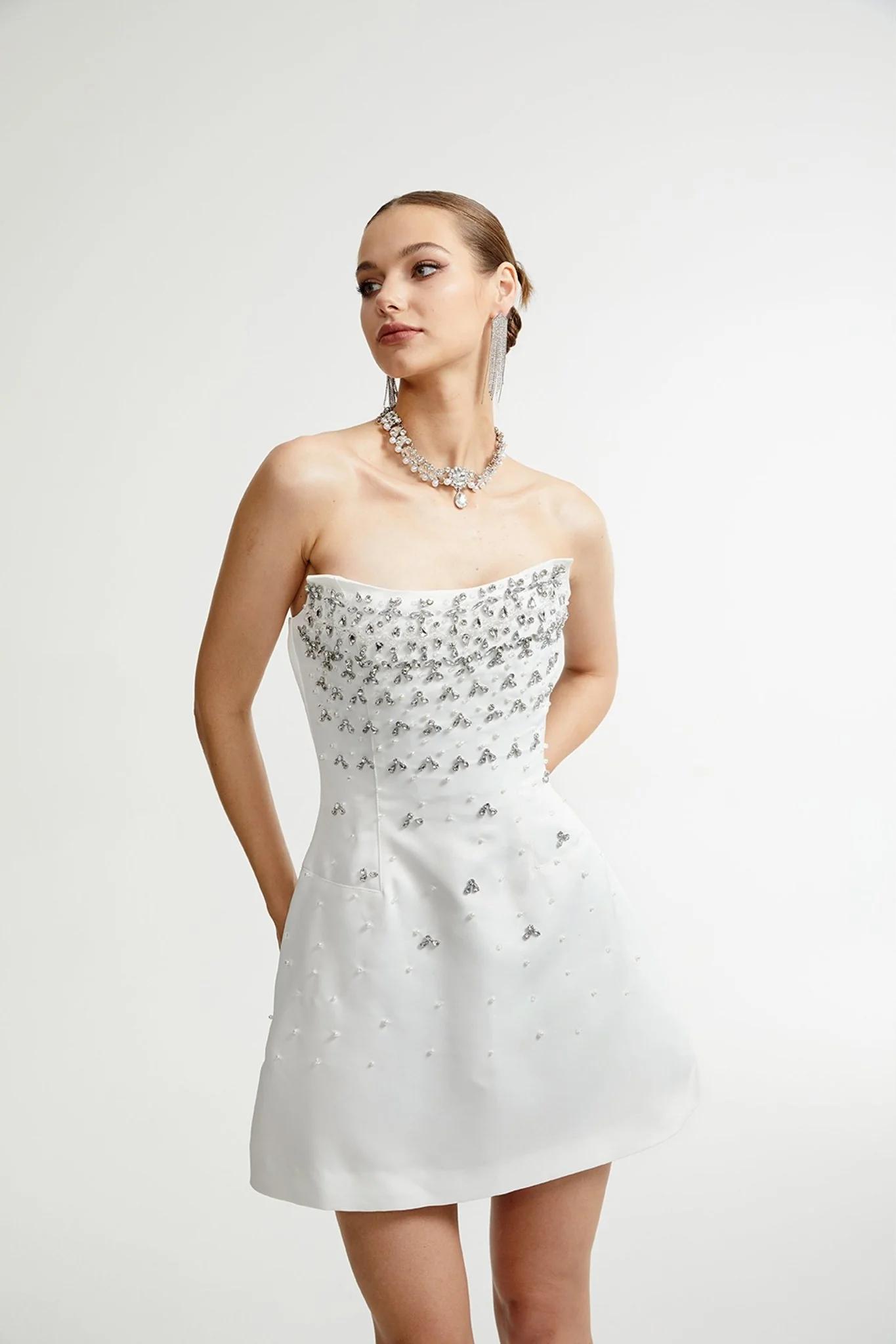 Melisande white embellished mini dress