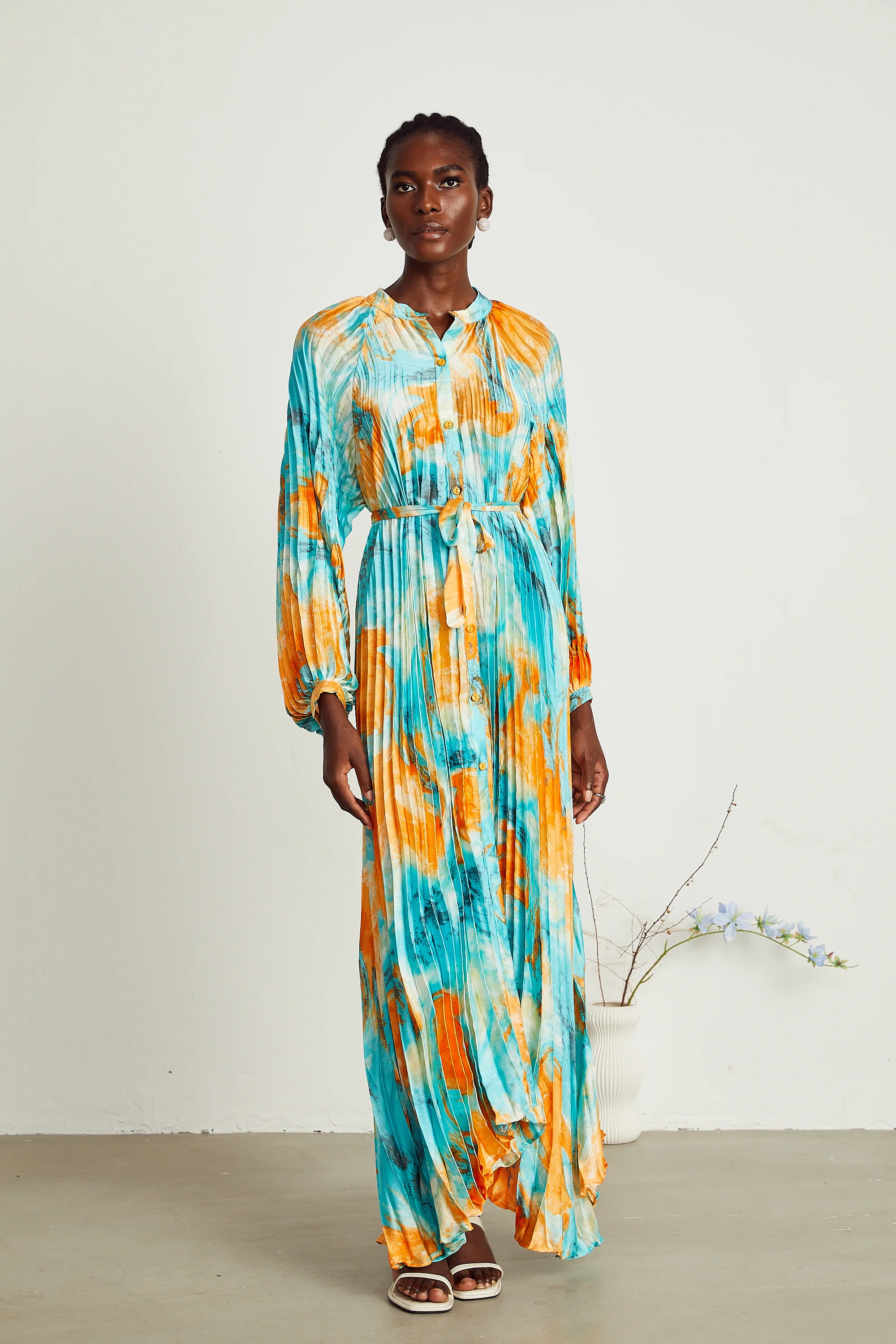 Anouk fully-pleated maxi dress