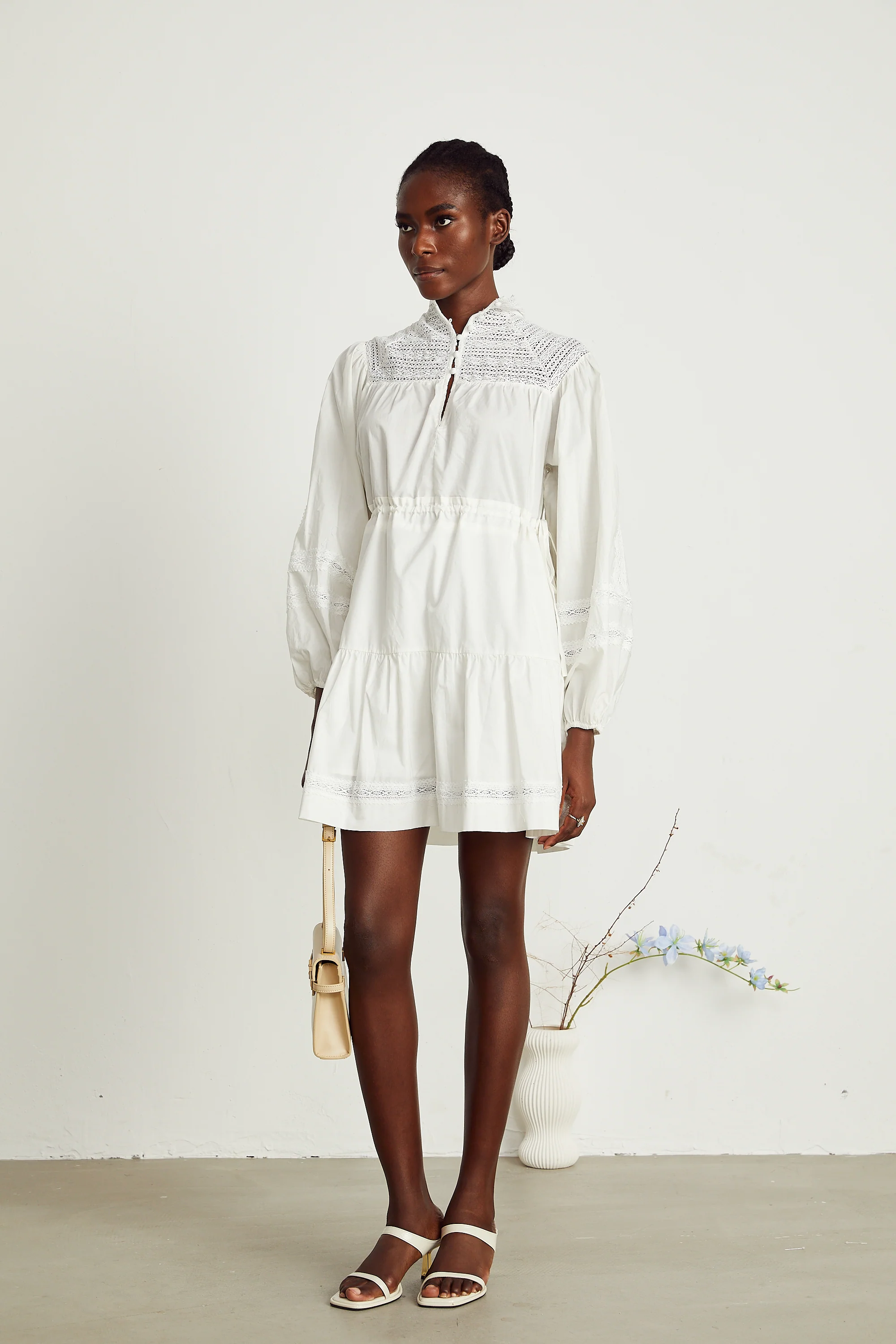 Eva white cut-out flared mini dress