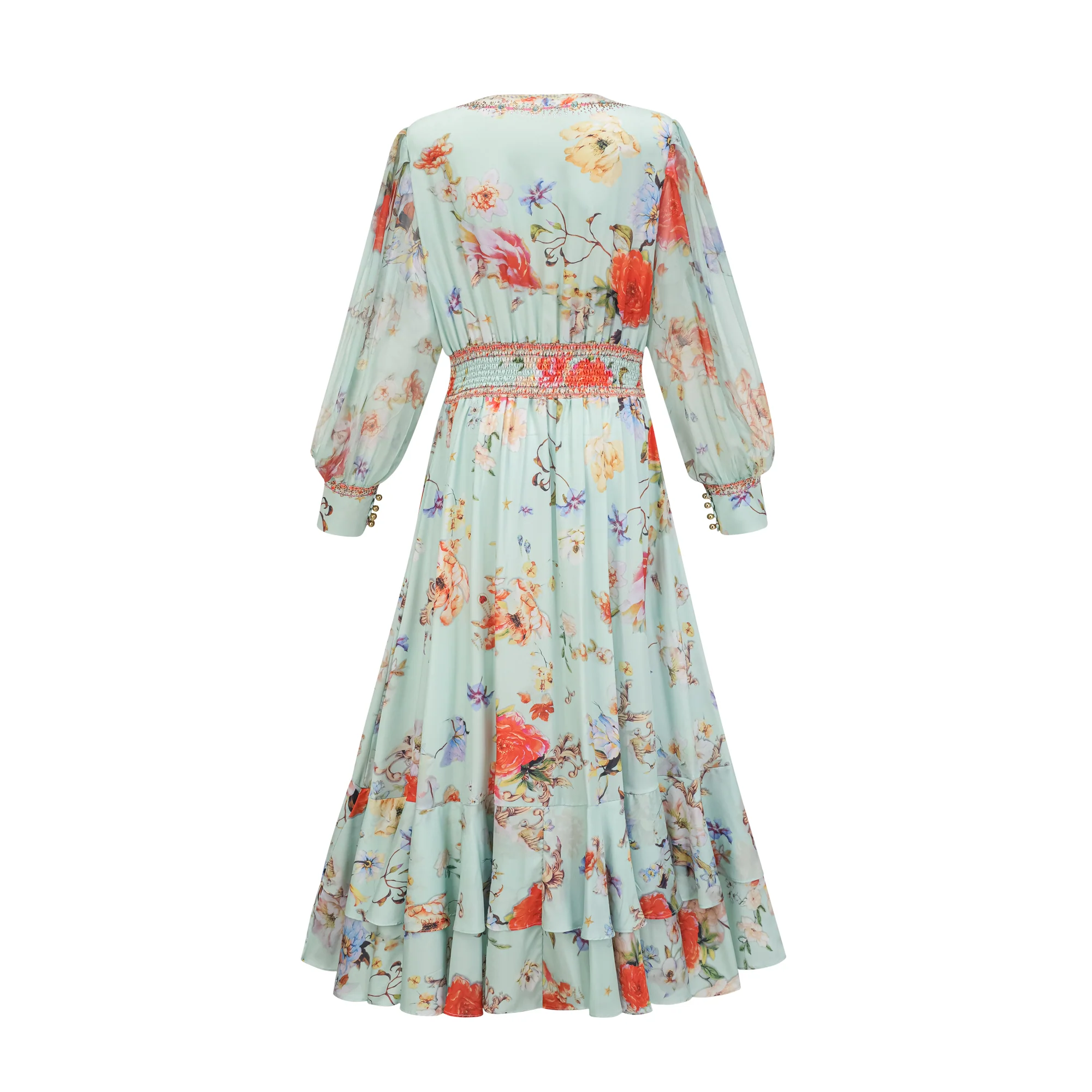 Jailina floral V-neck long-sleeve maxi dress