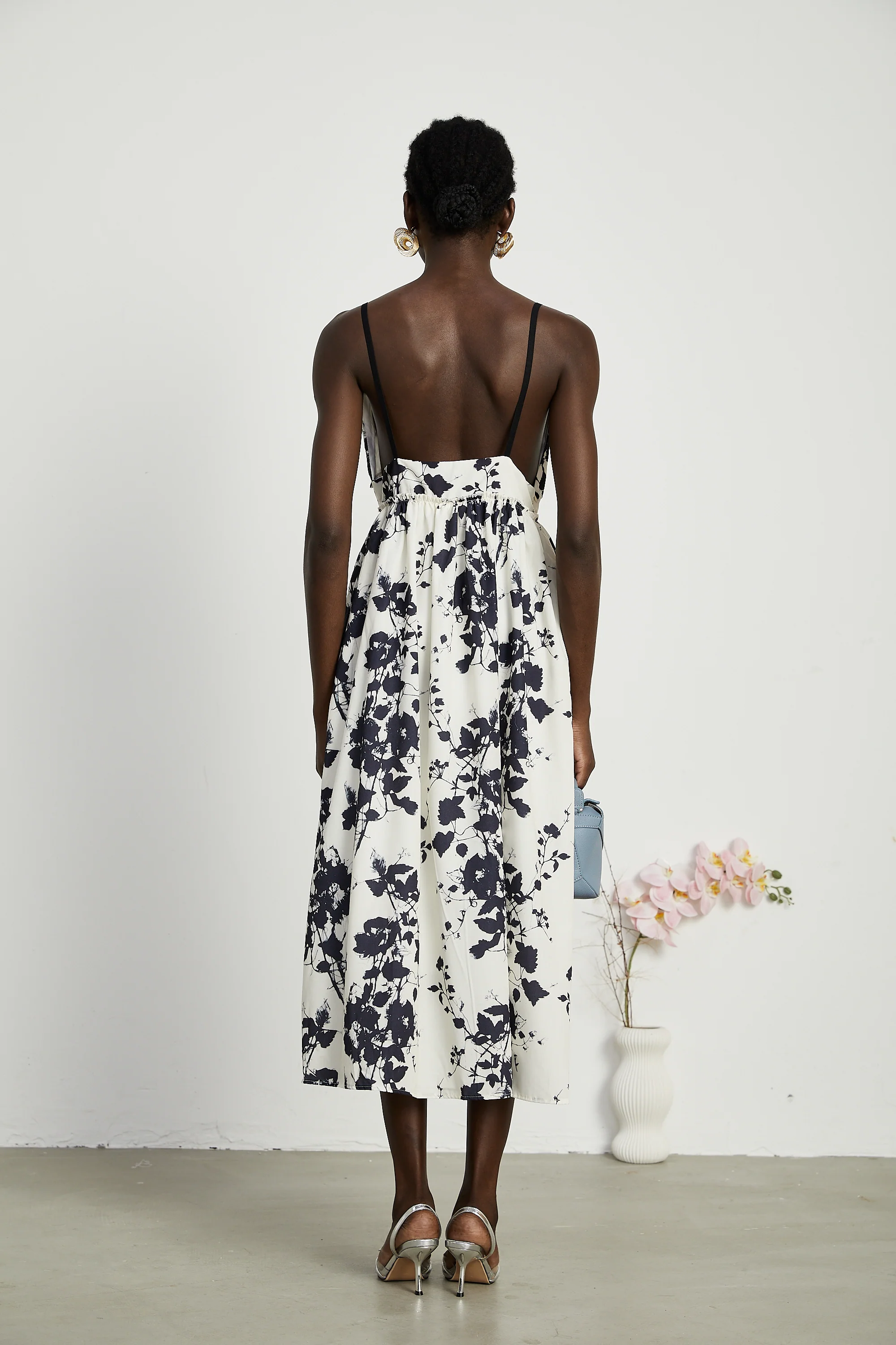 Persephone pleated floral-print midi dress