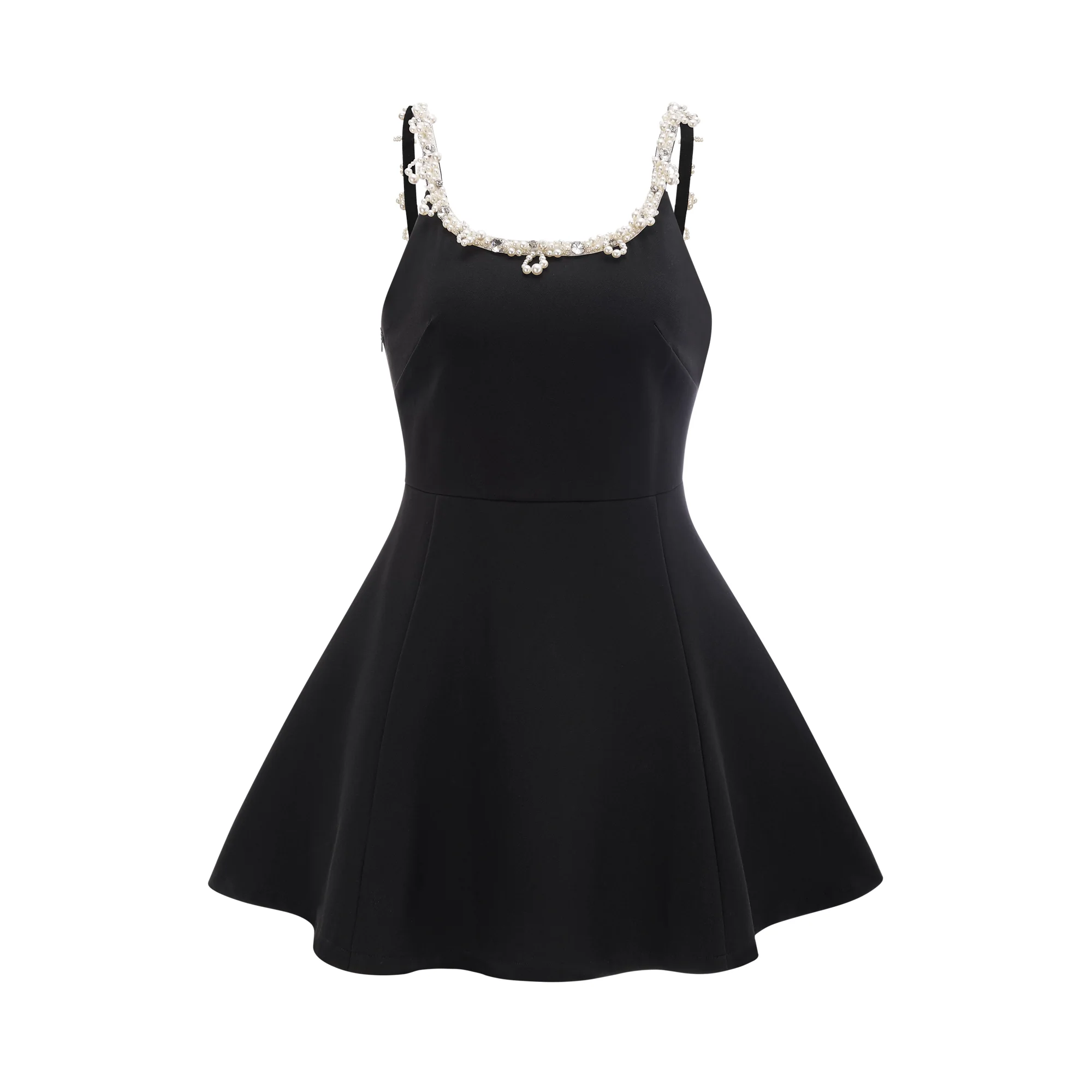 Lucasta faux-pearl flared mini dress