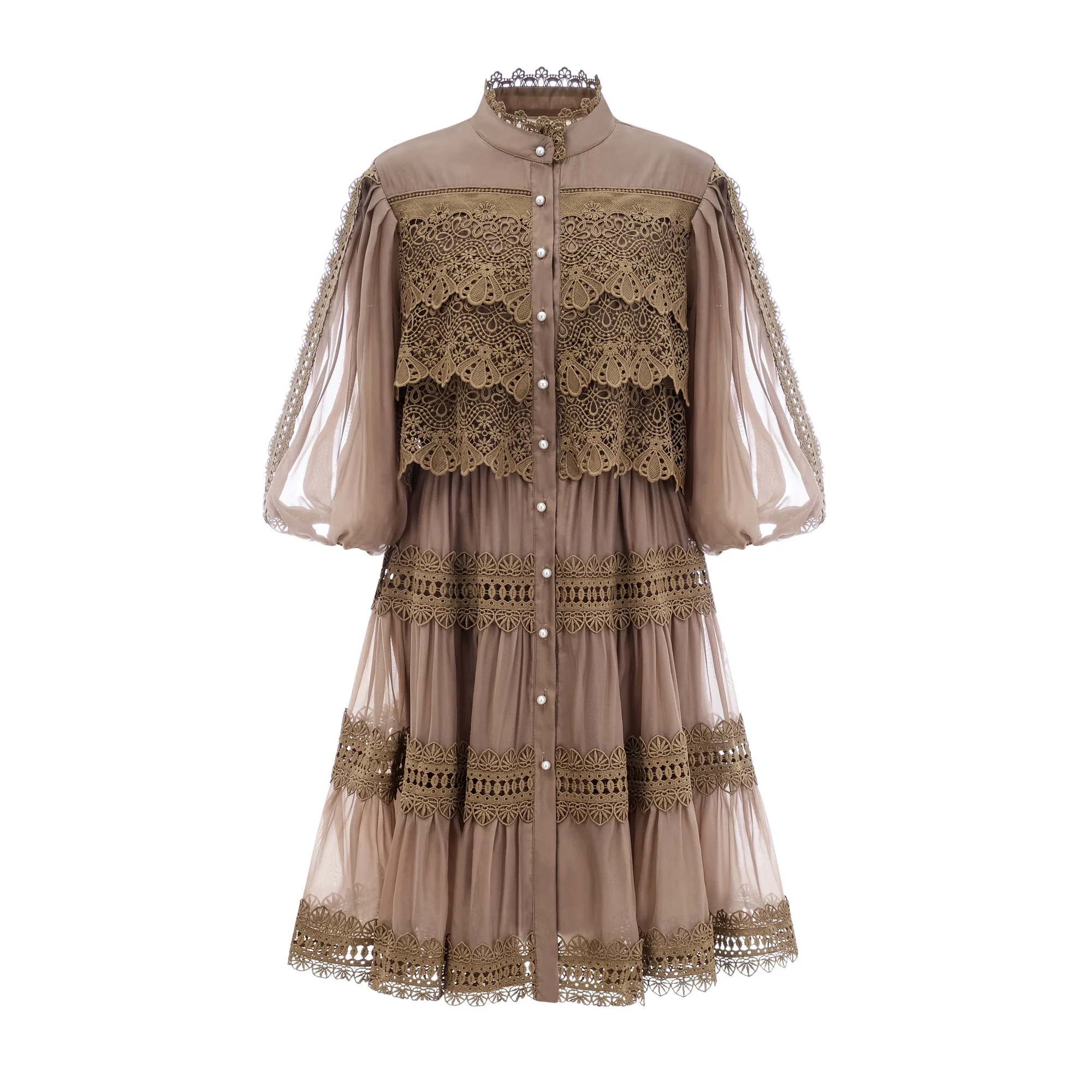 Inès lace cut-out layered mini dress