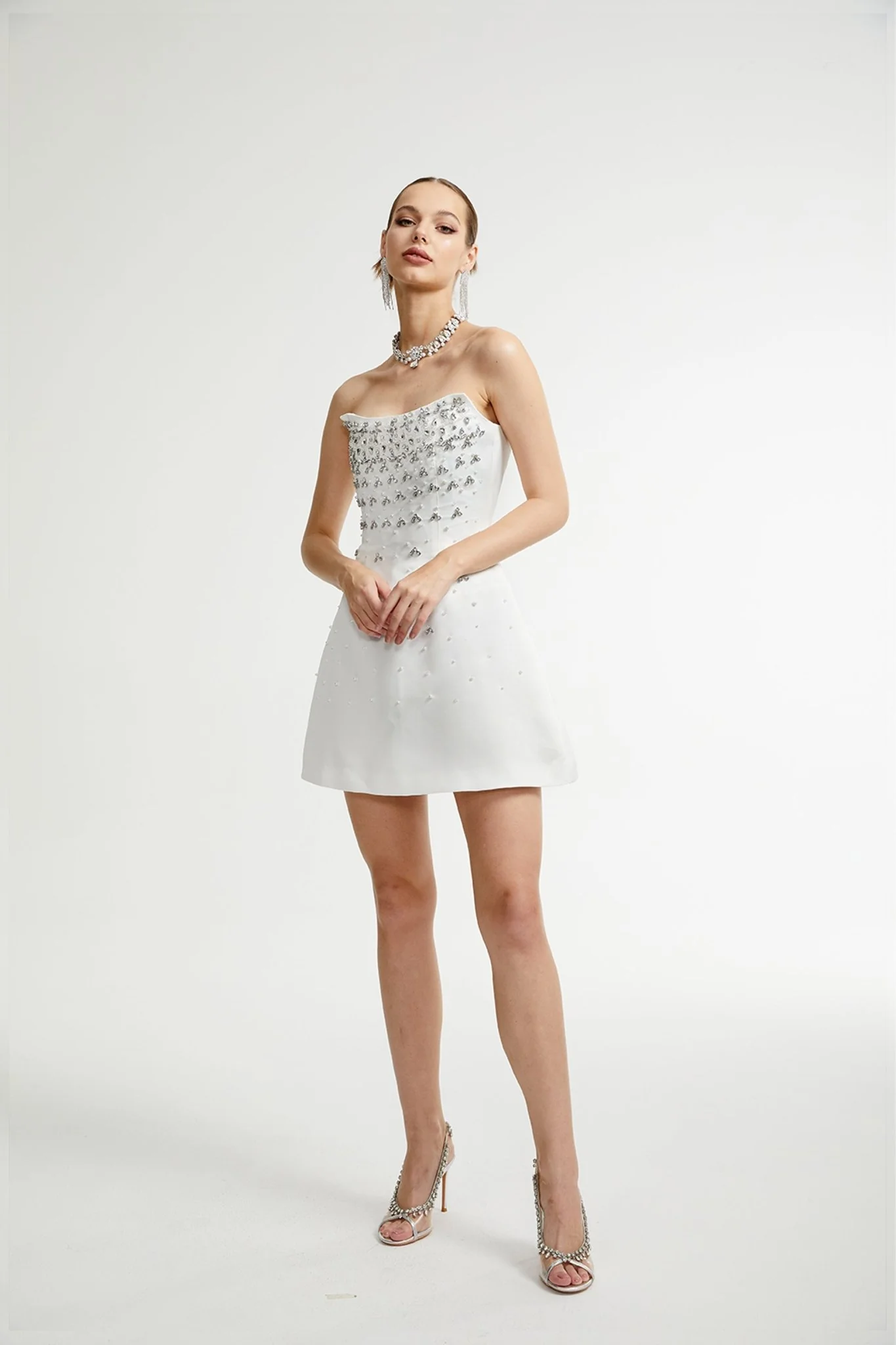 Melisande white embellished mini dress