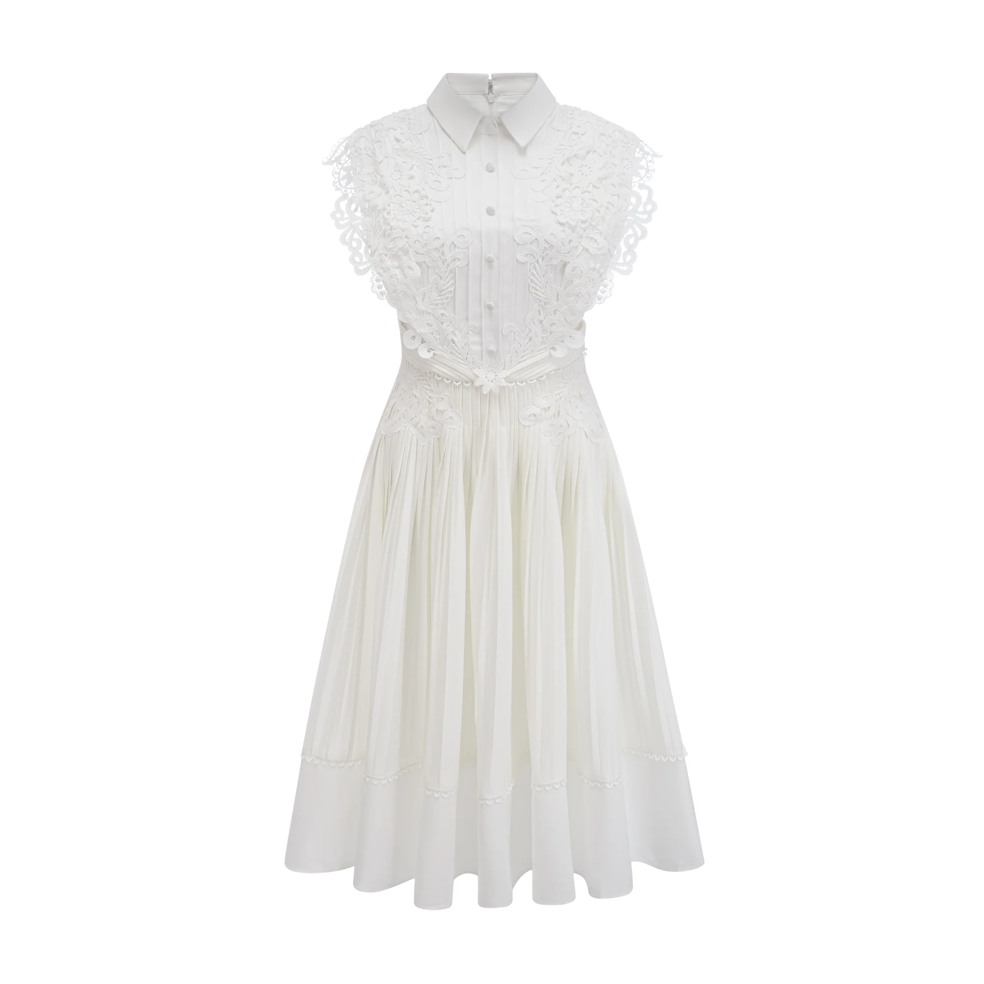 Avalon lace pleated midi dress