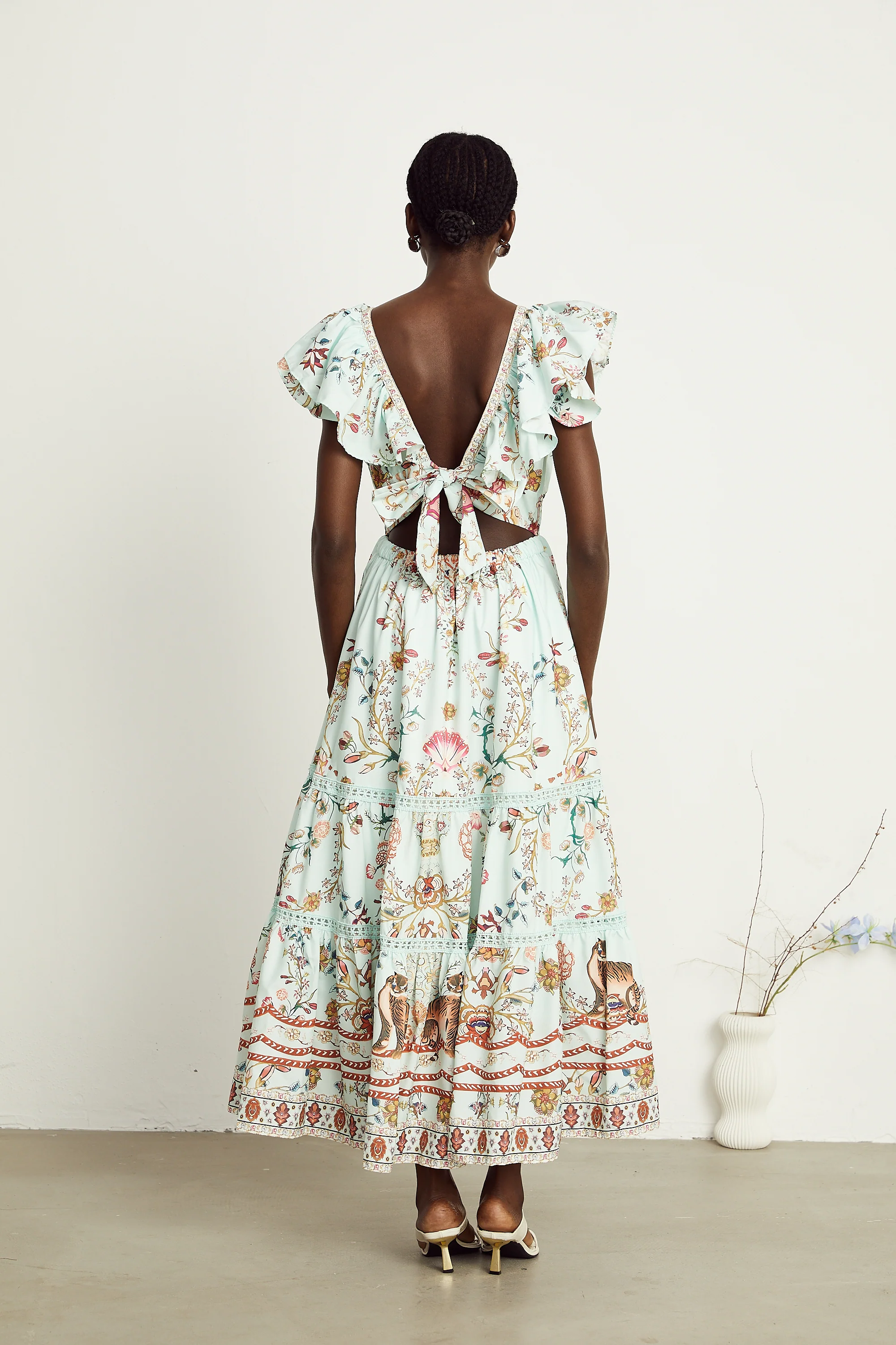 Margot ruffle floral-print sleeveless maxi dress