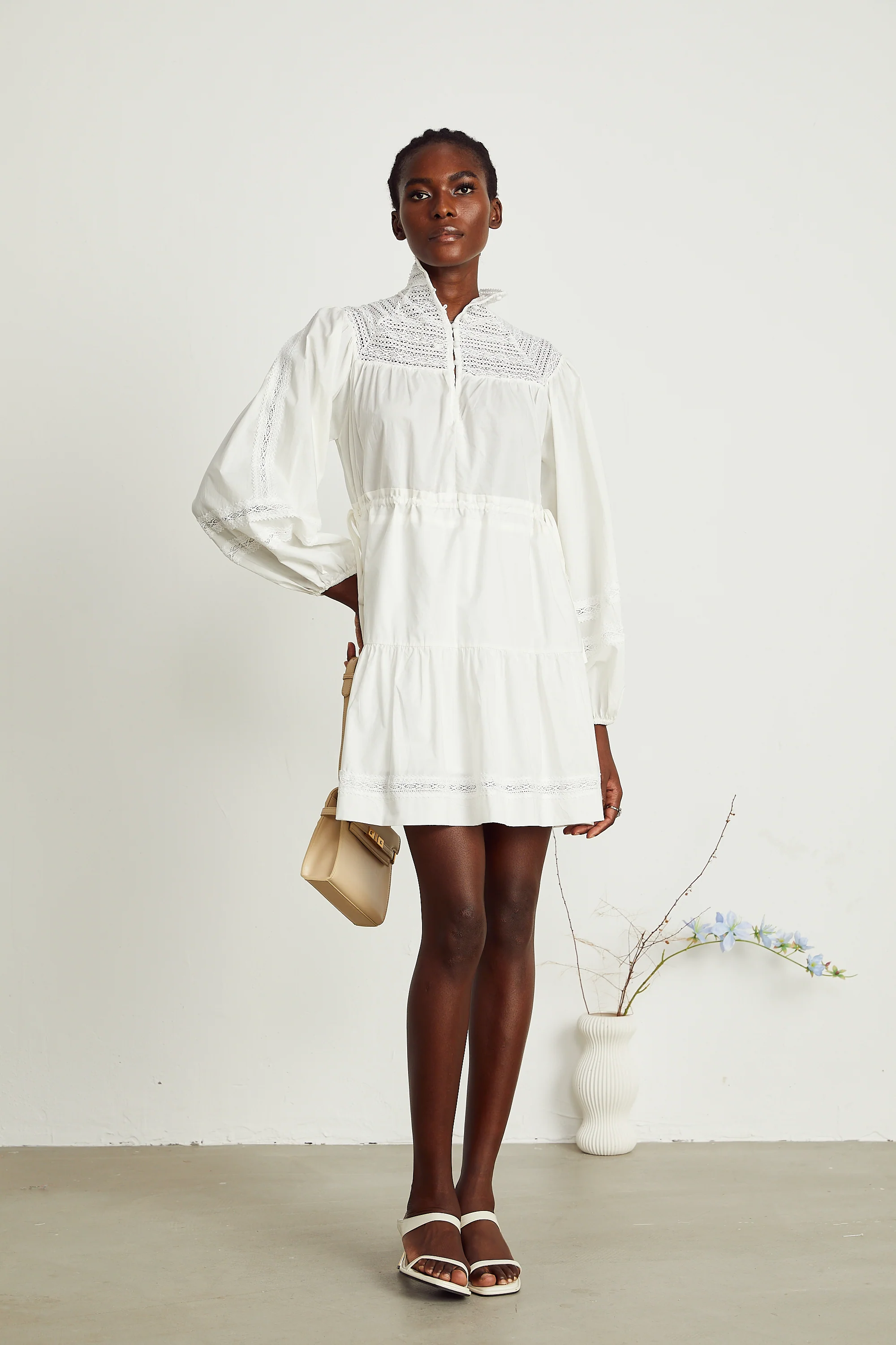 Eva white cut-out flared mini dress