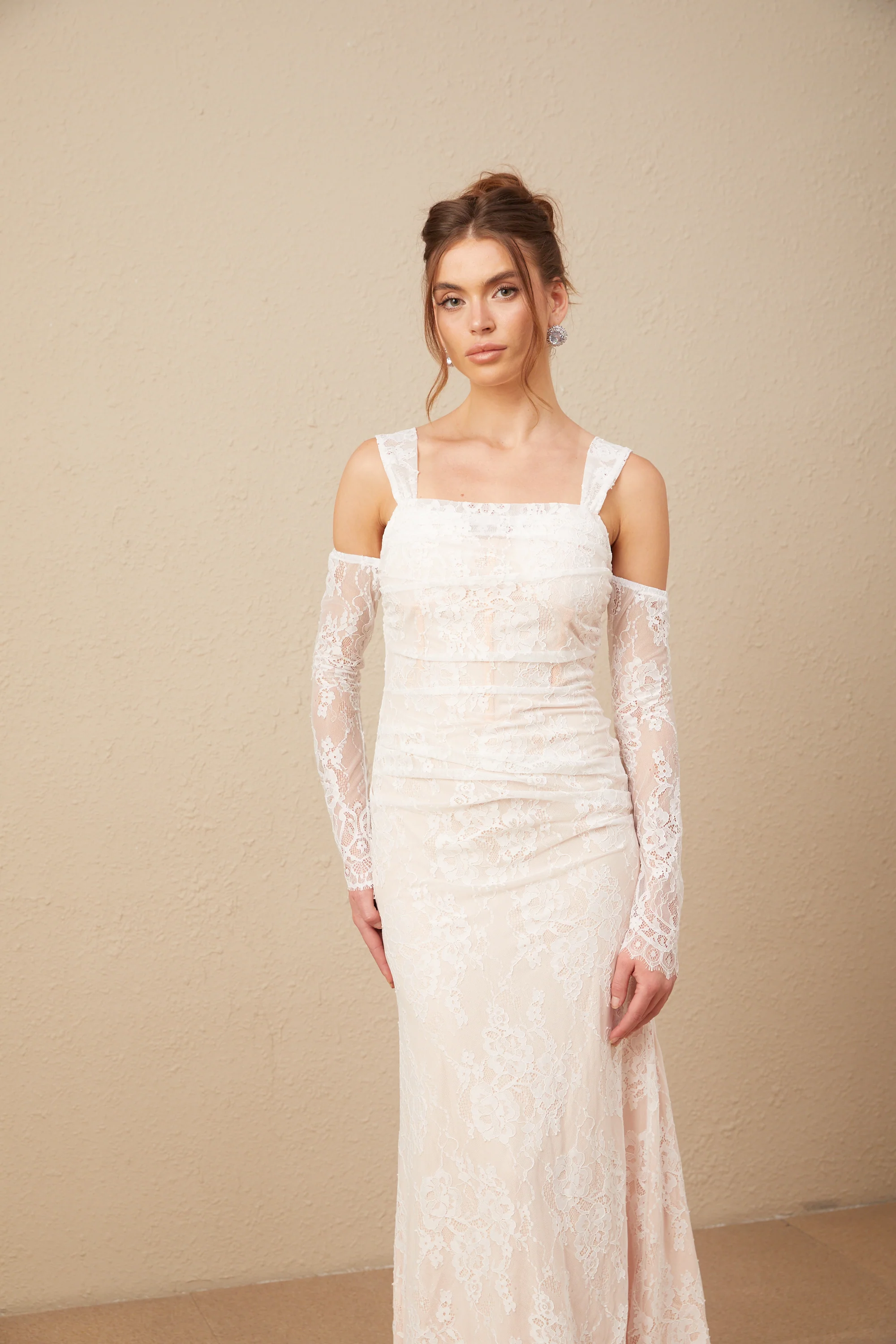 Michelle raglan-sleeve floral-lace maxi dress