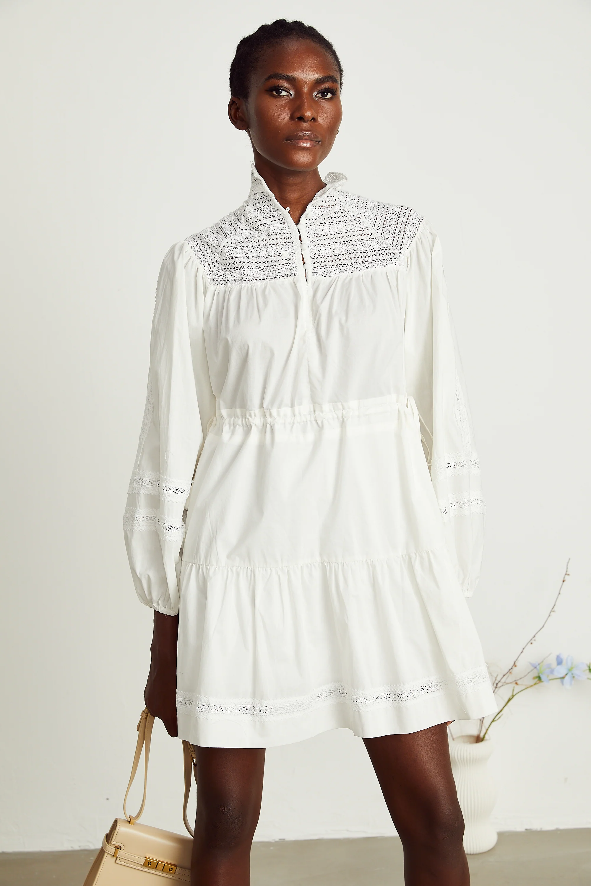 Eva white cut-out flared mini dress