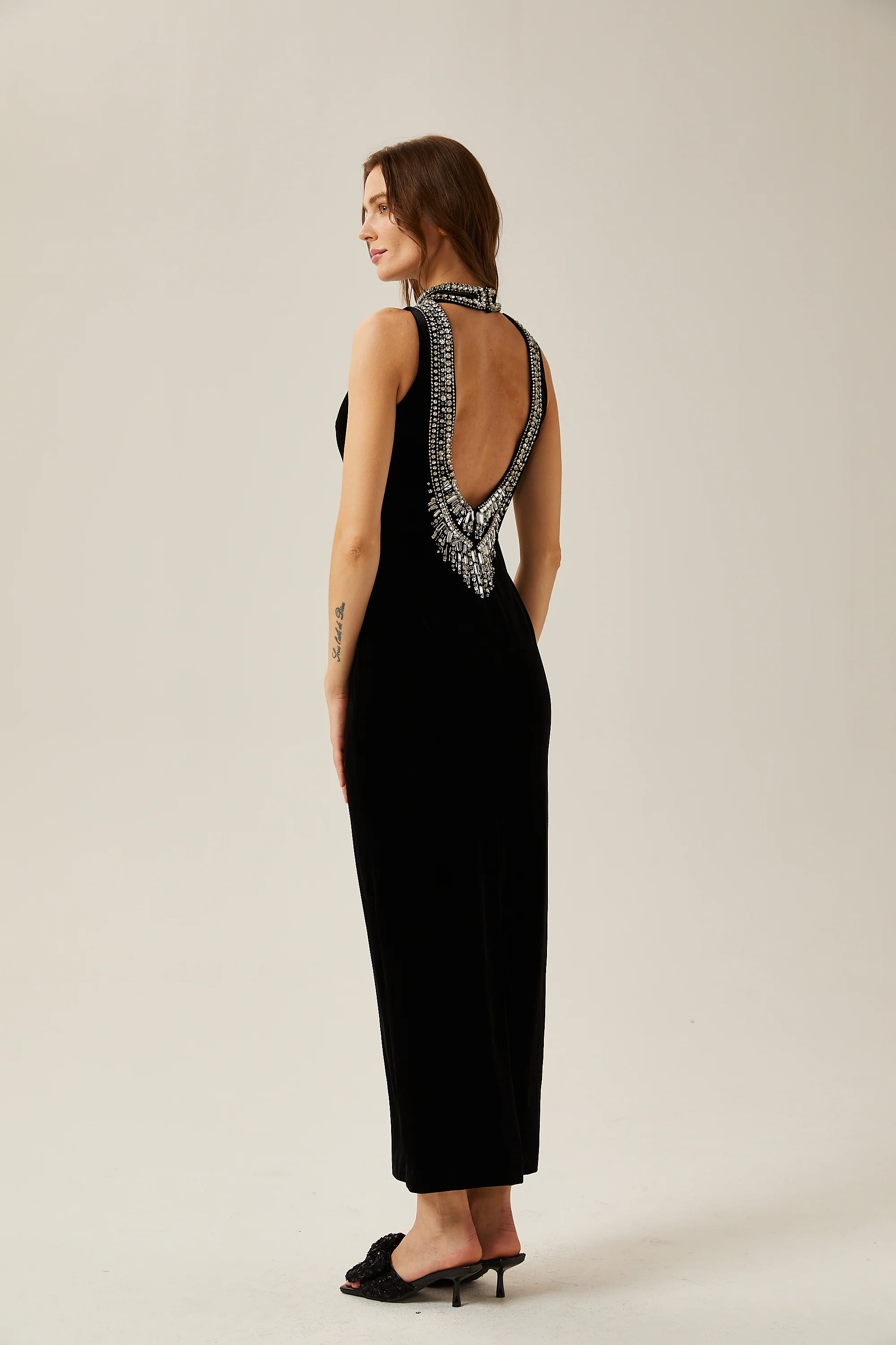 Ariane halterneck crystal-embellished maxi dress