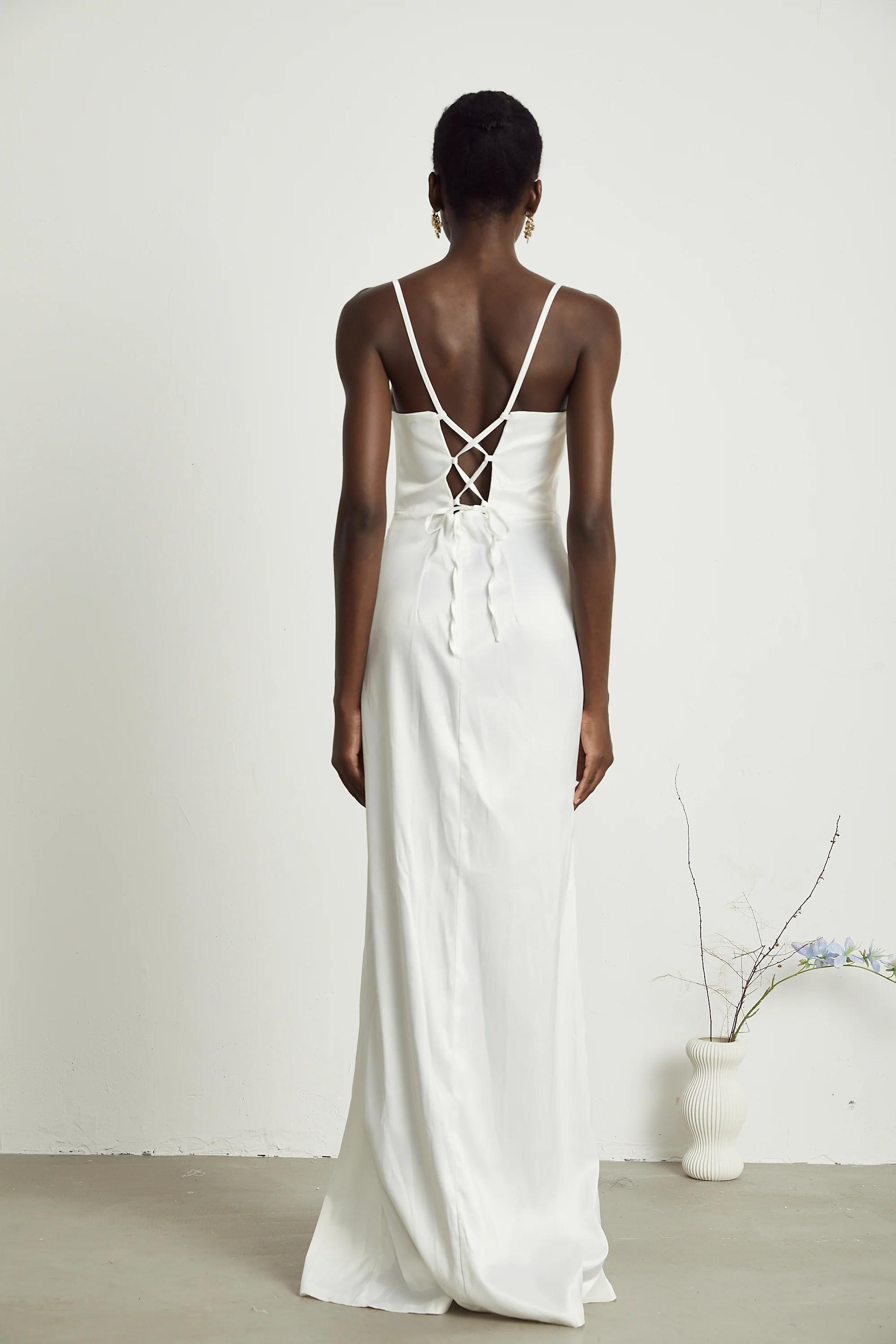 Béatrice pleated satin maxi dress