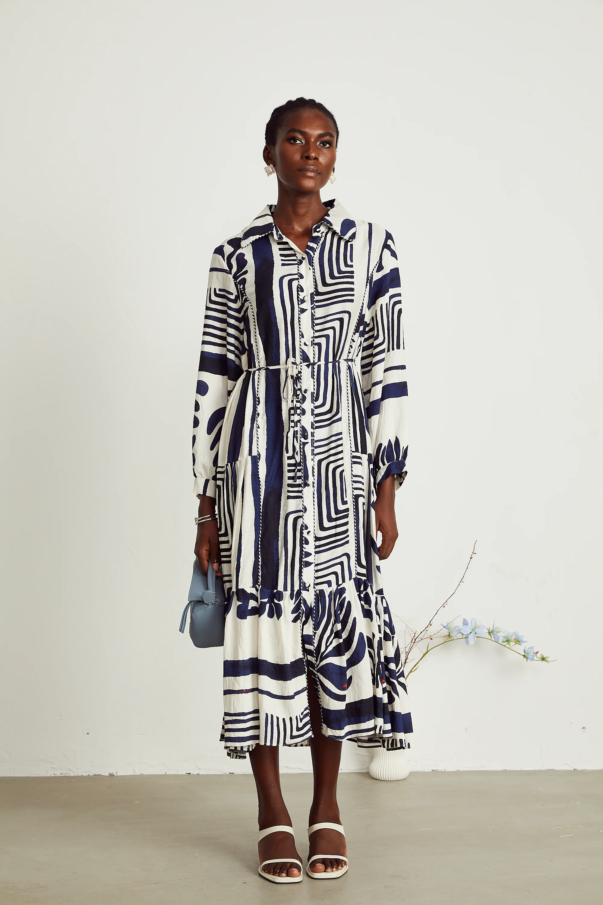 Colette geometric-print midi dress