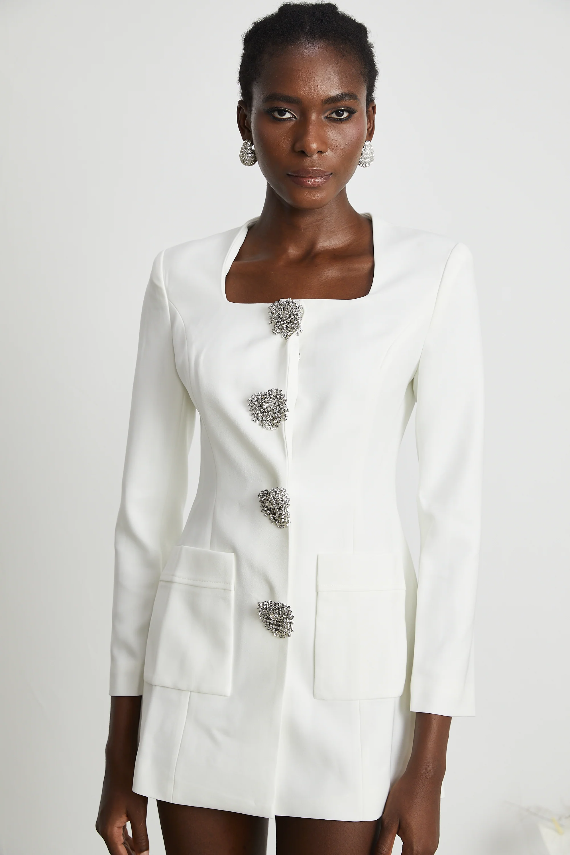 Fionnghuala white crystal mini dress