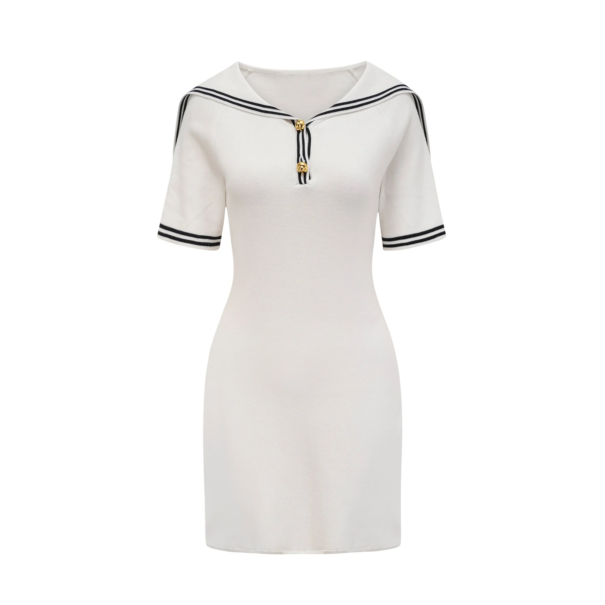 Aiza sailor collar cotton short-sleeve mini dress