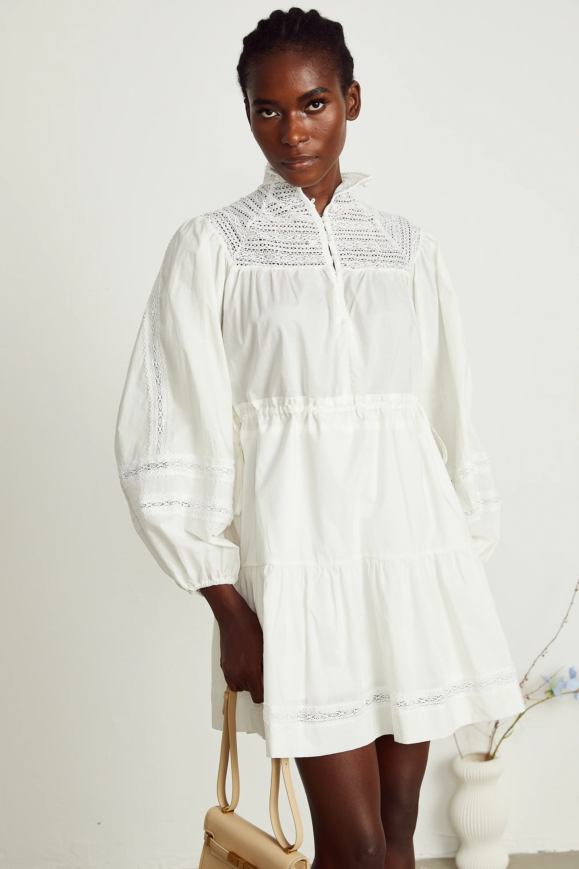 Eva white cut-out flared mini dress