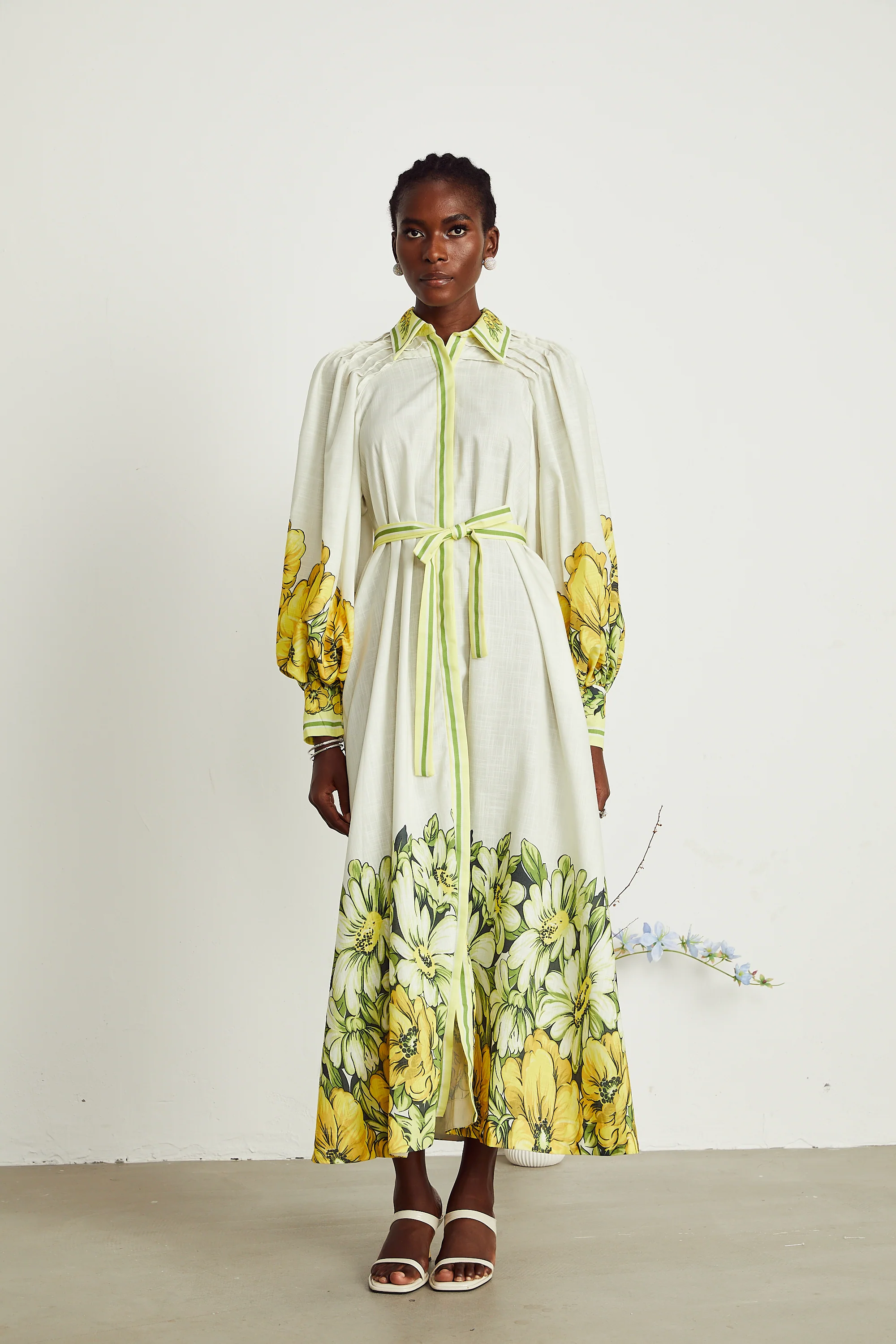 Adalyn belted floral-print midi dress