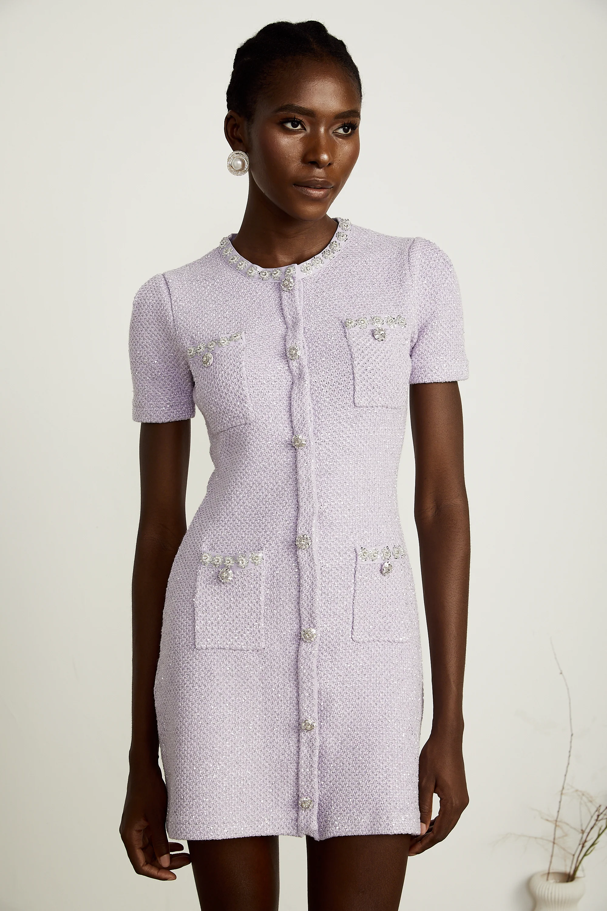 Léocadie purple embellished mini dress